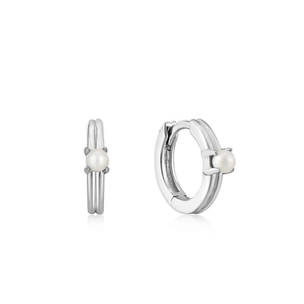 Pearl Huggie Hoop Earrings by Ania Haie