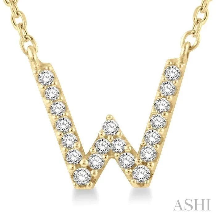 10K Yellow Gold 0.06ctw Diamond Letter W Necklace