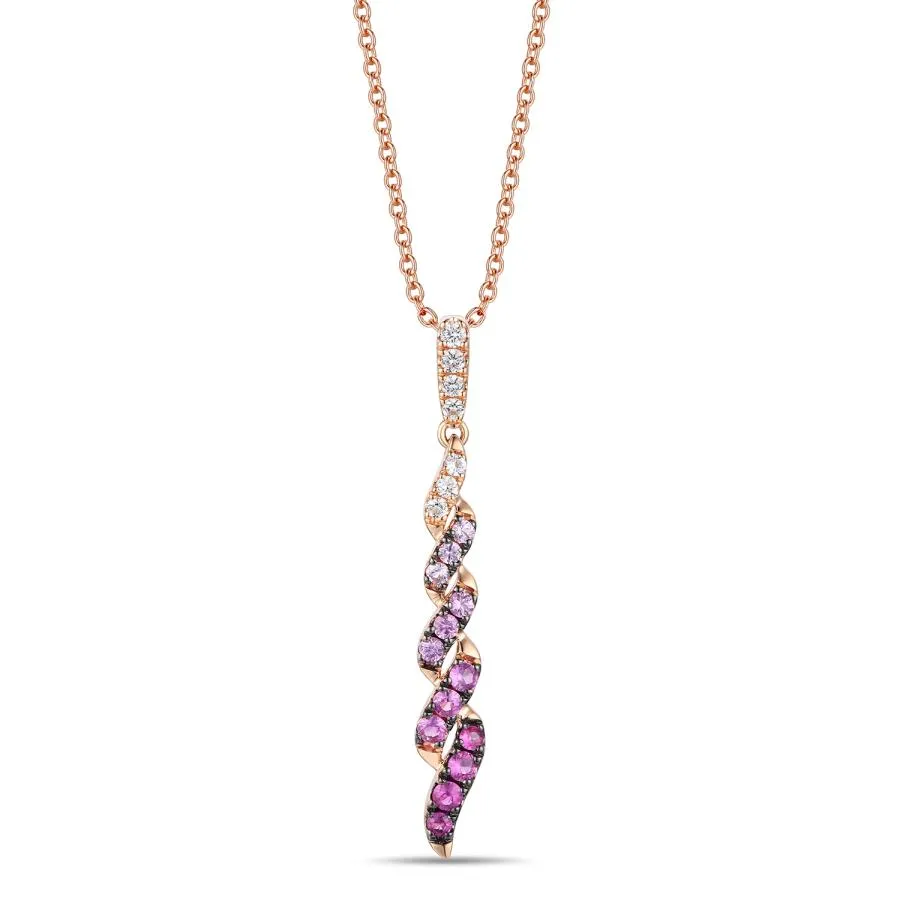 14K Rose Gold Ombre Pink Sapphire Necklace