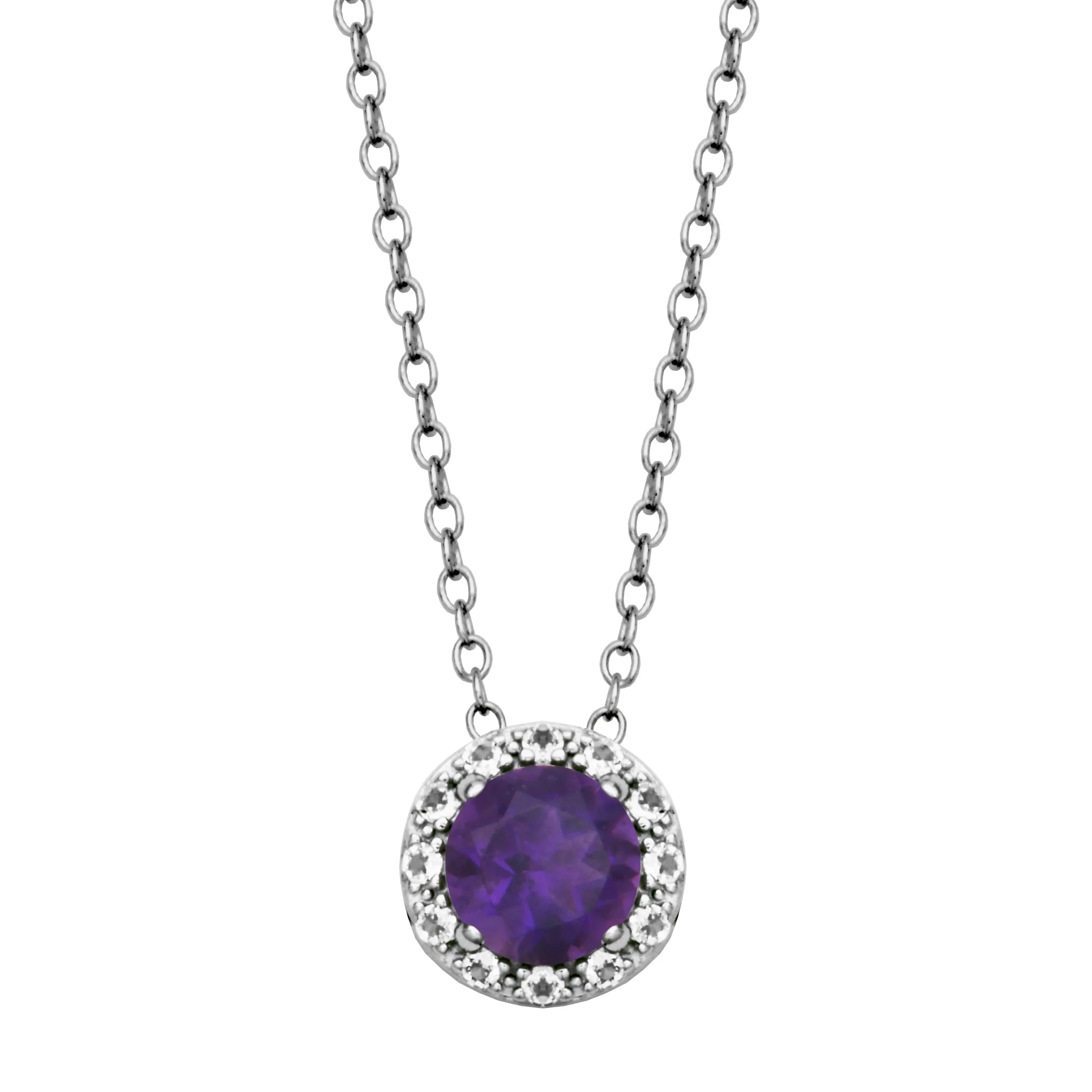 Sterling Silver African Amethyst and White Topaz Necklace