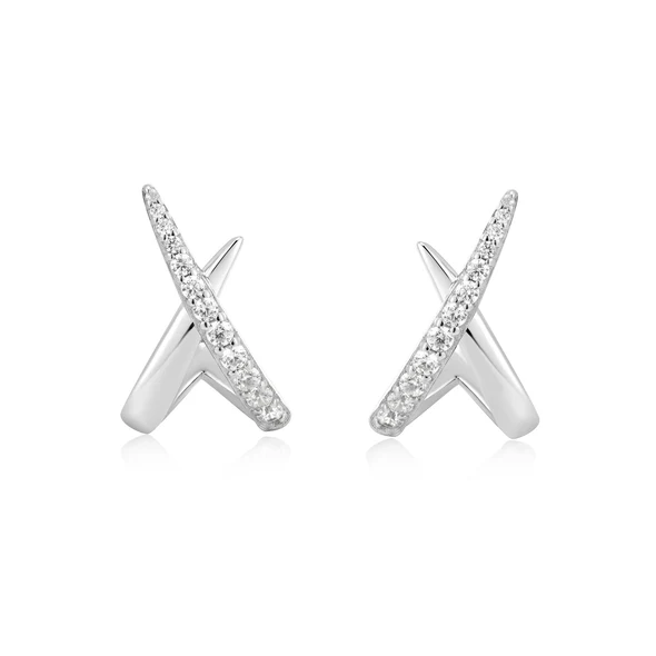 Sterling Silver Cubic Zirconia Kiss Stud Earrings