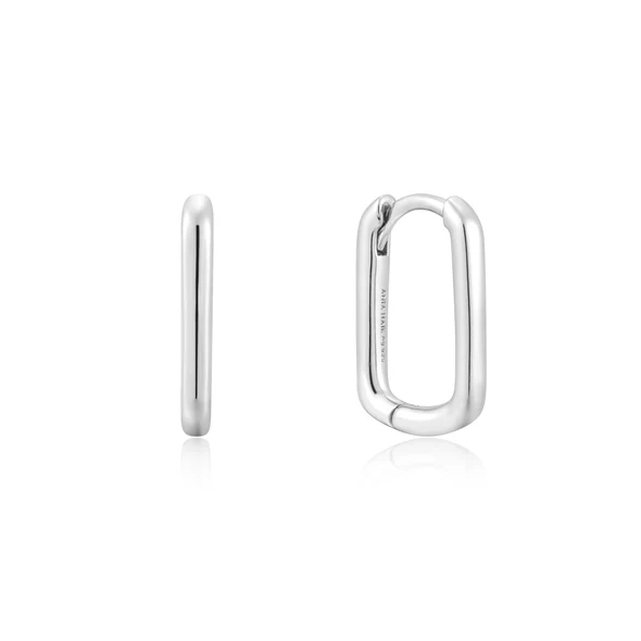 Sterling Silver Large Oval Huggie Hoop Earrings