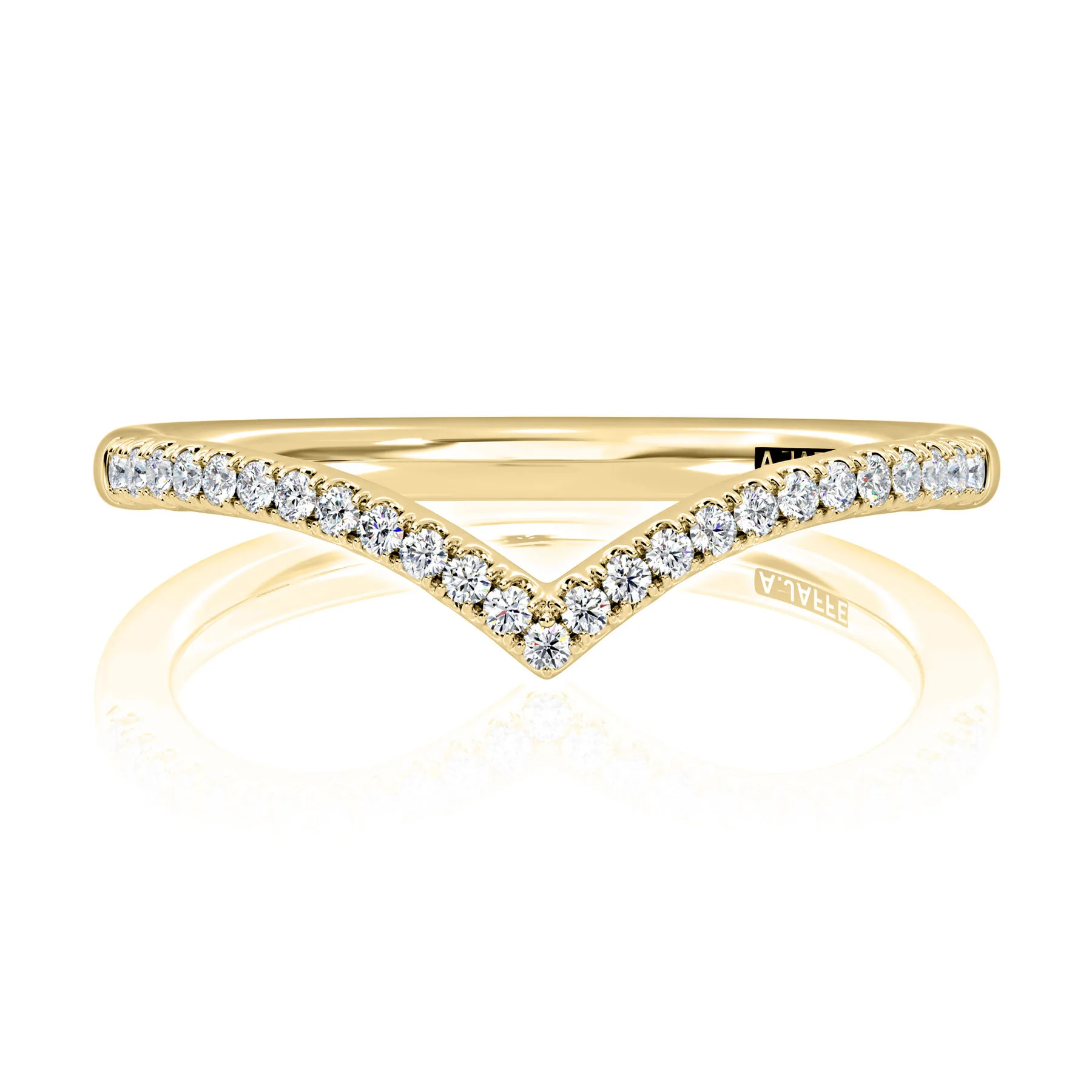 14K Yellow Gold 0.13ctw Diamond Chevron Wedding Band