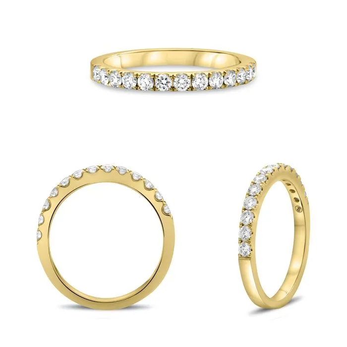 14K Yellow Gold 0.50ctw Diamond Micro Pave Wedding Band