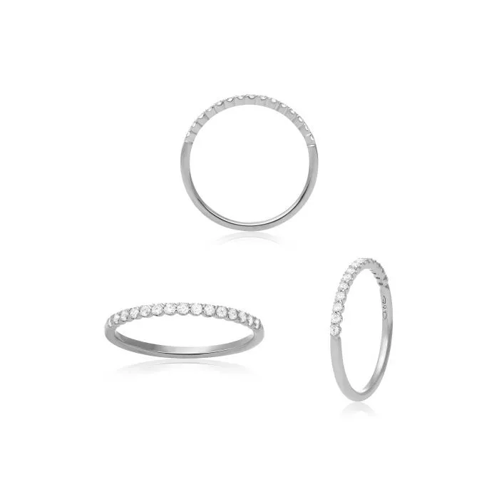14K White Gold 0.21ctw Diamond Fishtail Wedding Band