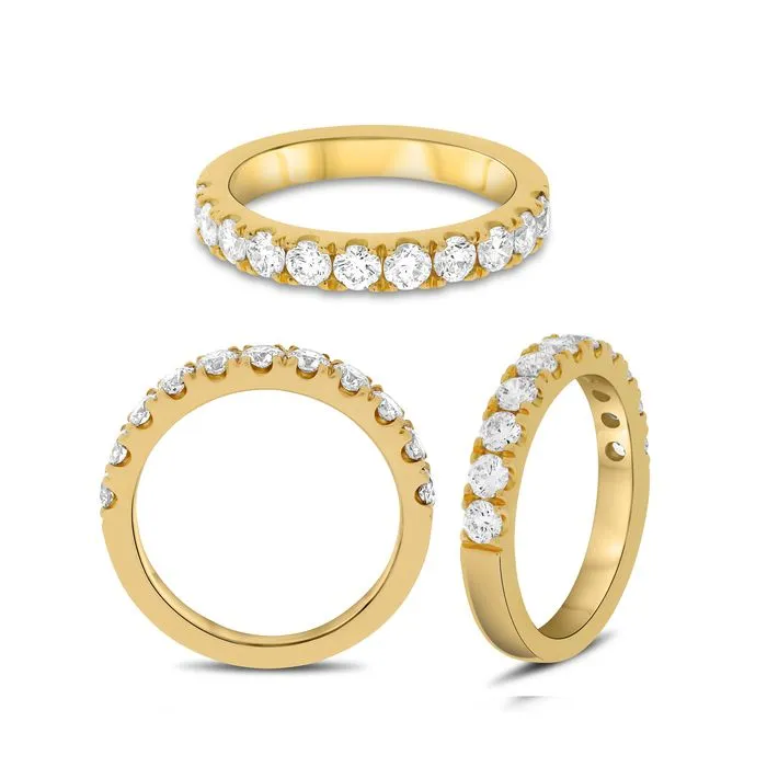 14K Yellow Gold 1 Carat Diamond Micro Pave Wedding Band