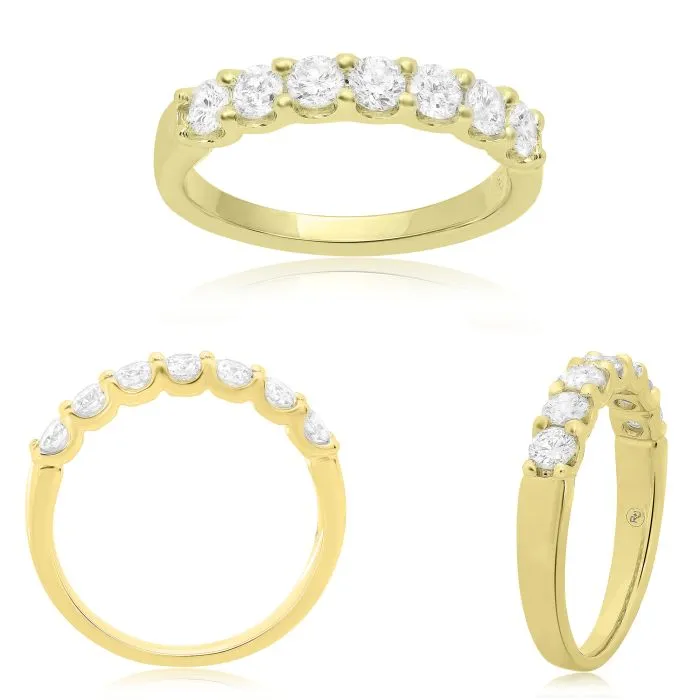 14K Yellow Gold 1 Carat Diamond Seven Stone Wedding Band