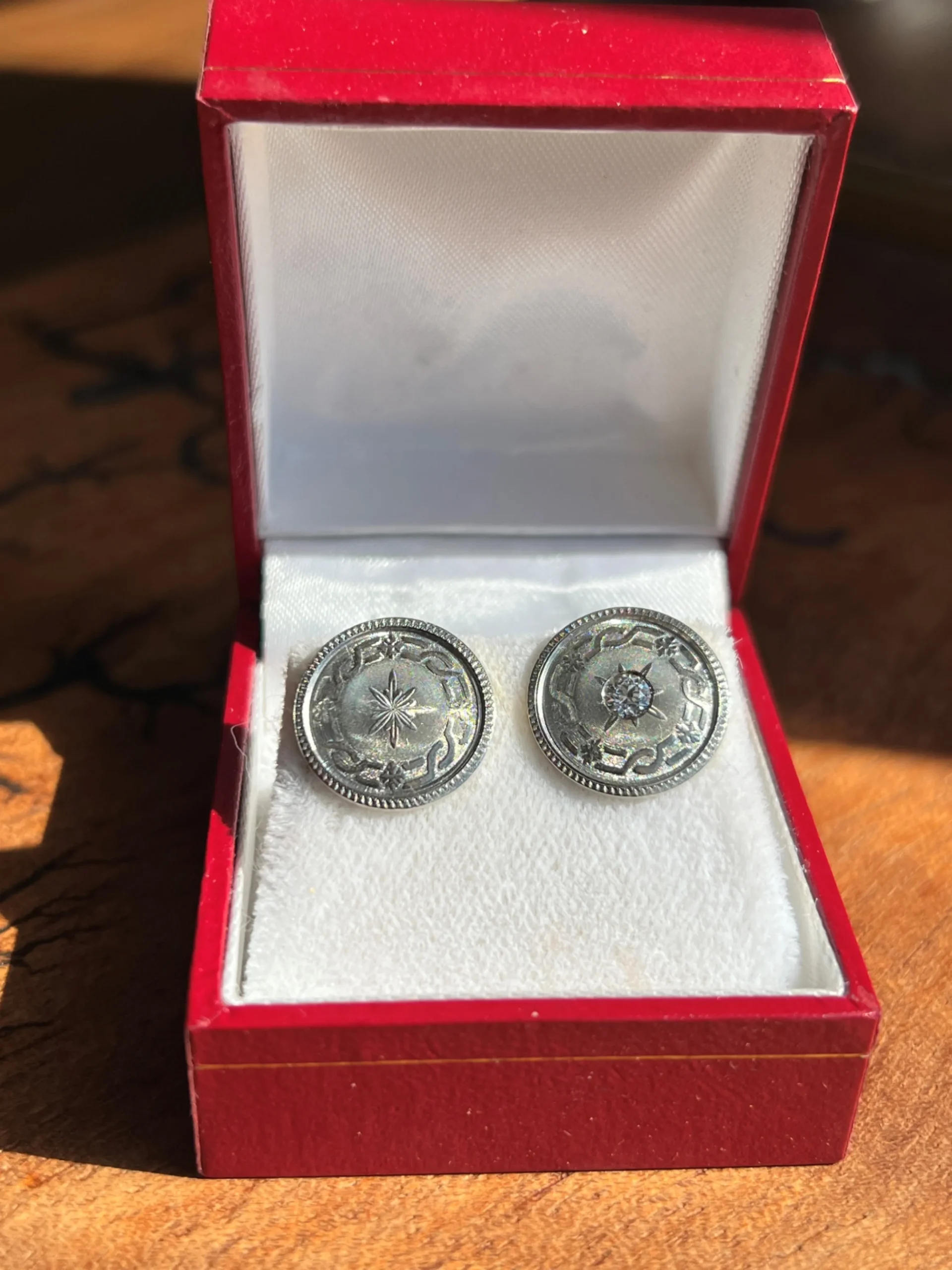 Estate 14K Gold & Platinum 0.20ctw Diamond Antique Cufflink Earrings