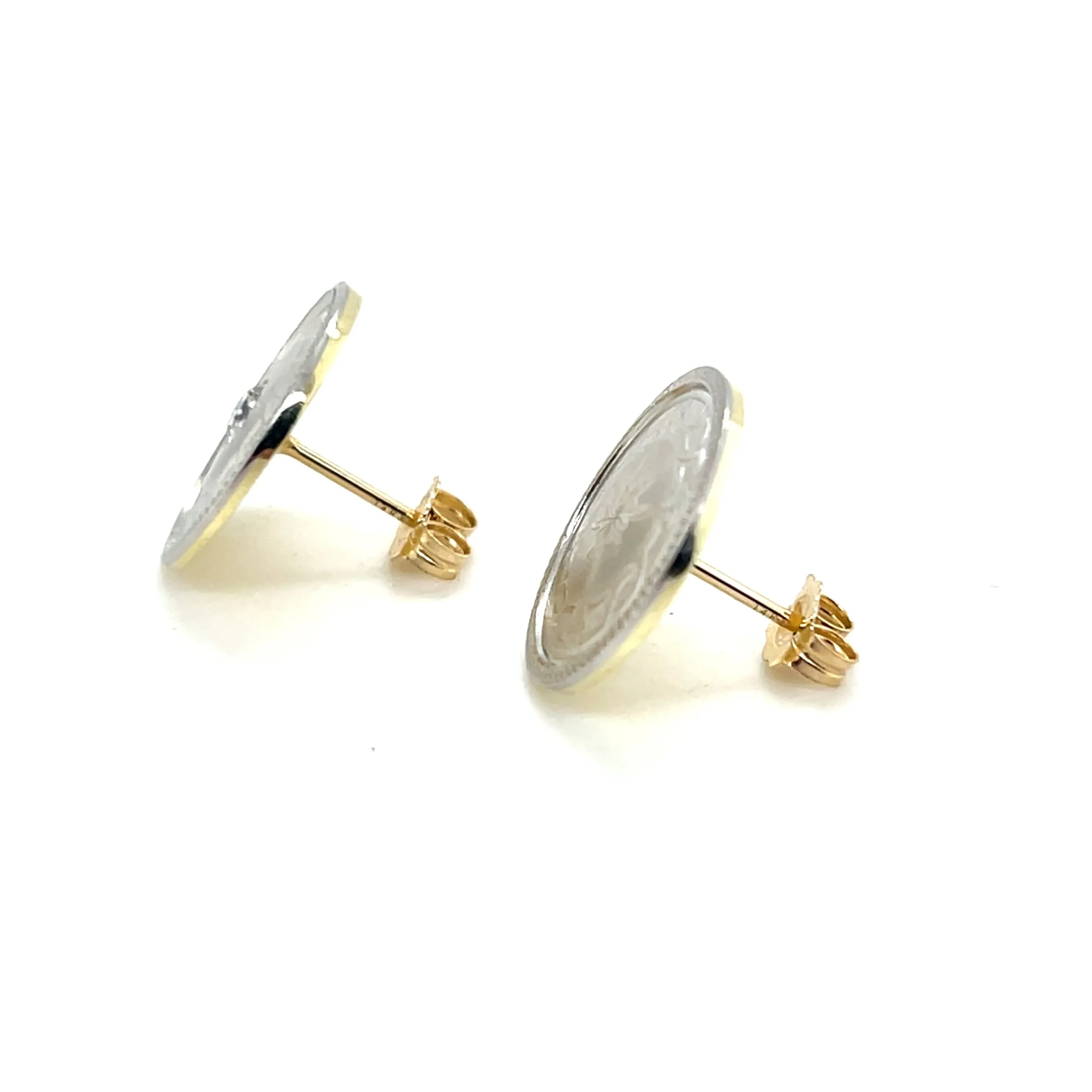 Estate 14K Gold & Platinum 0.20ctw Diamond Antique Cufflink Earrings
