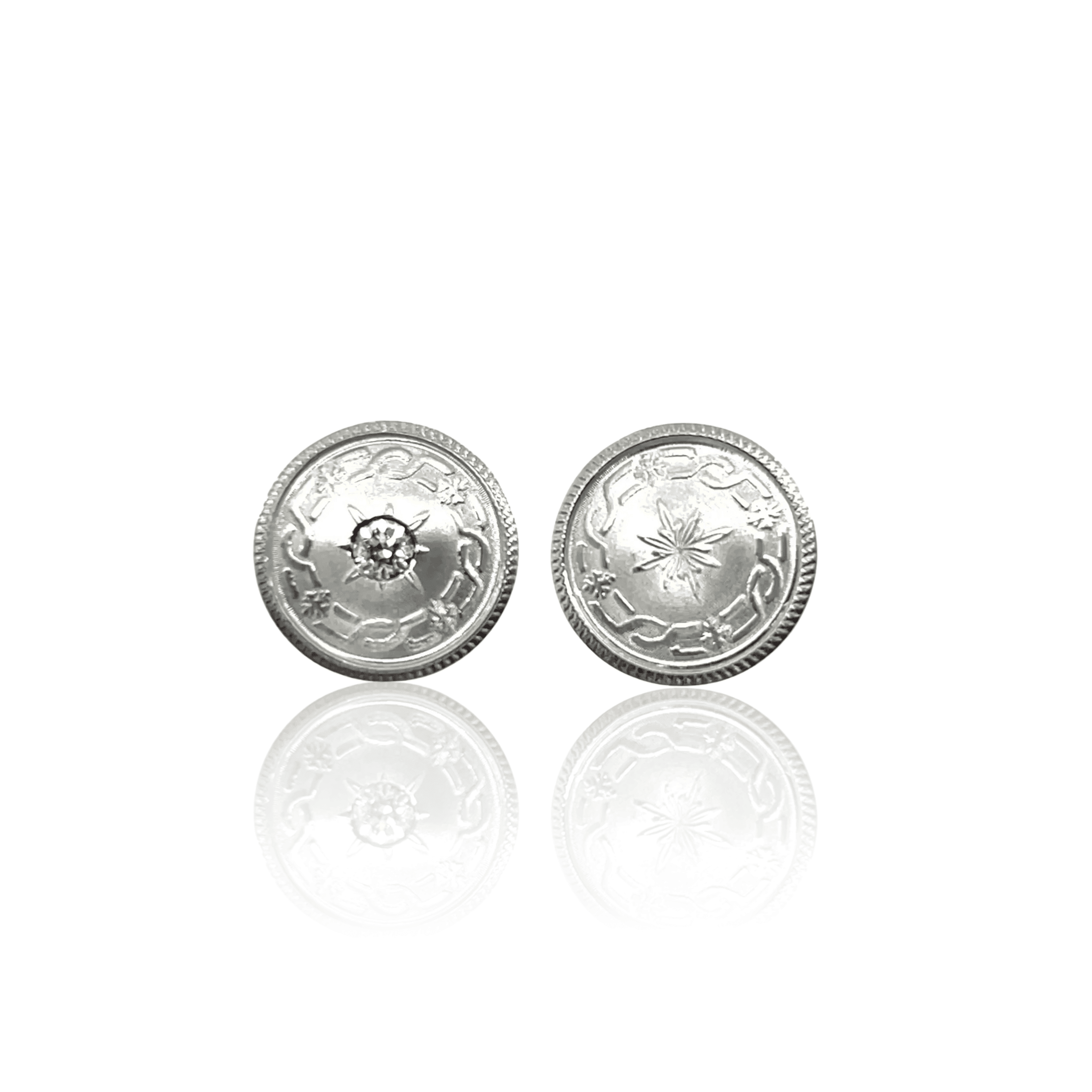 Estate 14K Gold & Platinum 0.20ctw Diamond Antique Cufflink Earrings