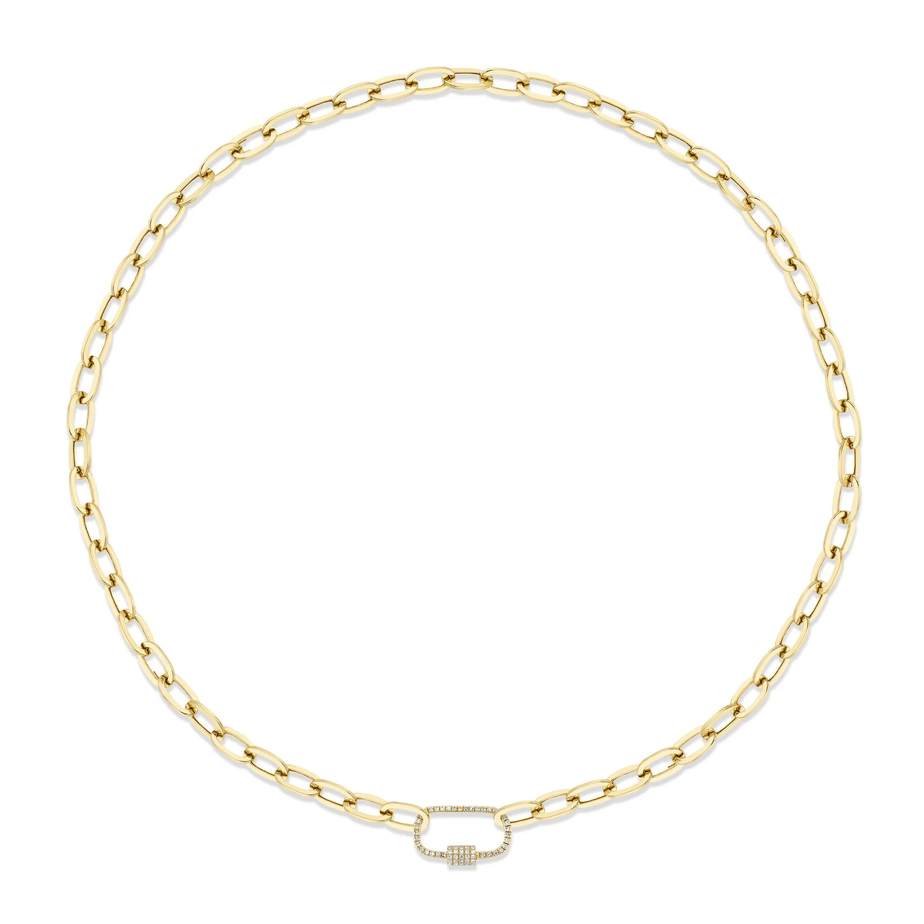 14K Yellow Gold 0.23ctw Diamond Carabiner Clasp Paperclip Chain Necklace by Shy Creation