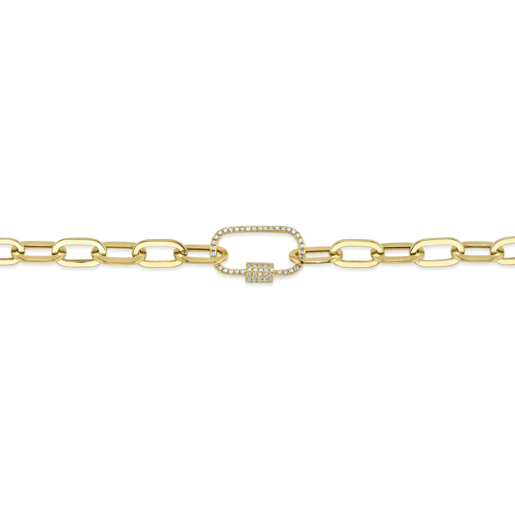 14K Yellow Gold 0.23ctw Diamond Carabiner Clasp Paperclip Chain Necklace by Shy Creation