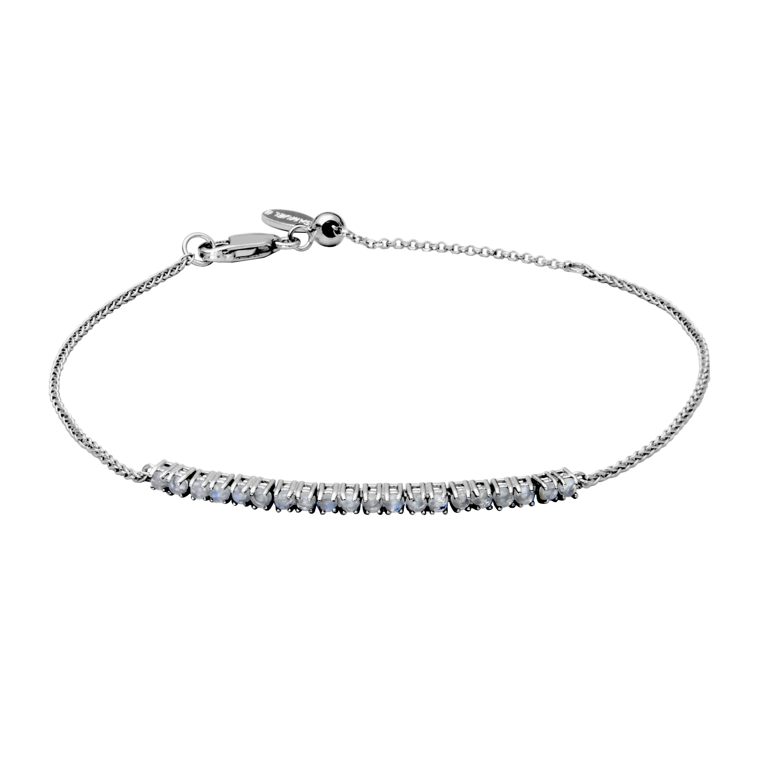 Sterling Silver Rainbow Moonstone Bolo Bracelet