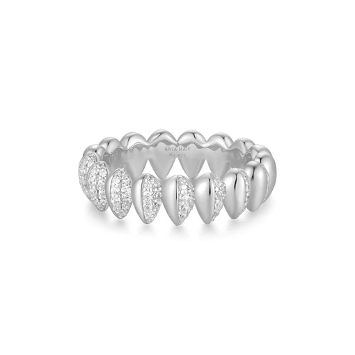 Silver Sparkling Puffy Spike Ring by Ania Haie