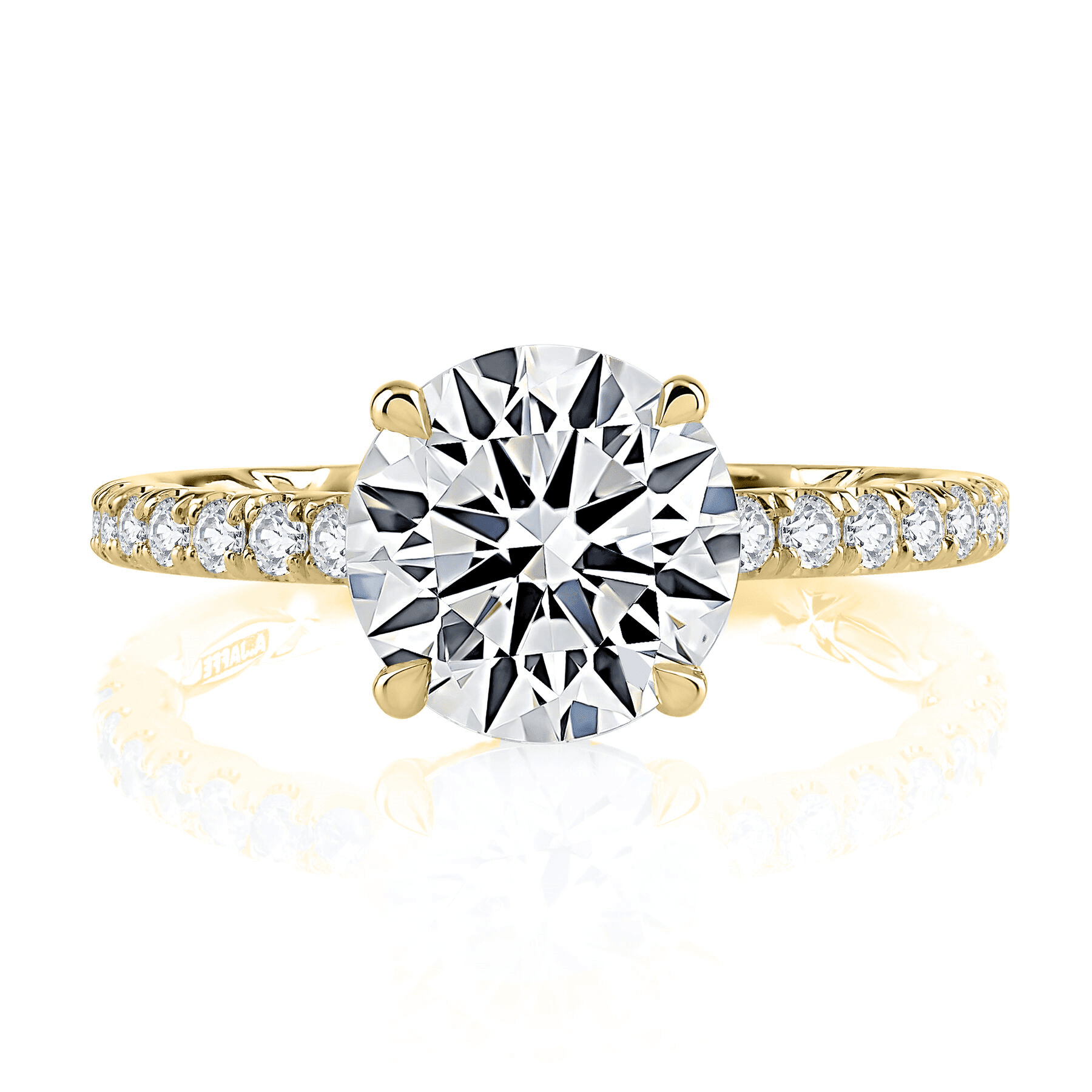 18K Yellow Gold 0.44ctw Diamond Hidden Halo Engagement Ring Setting by A. Jaffe