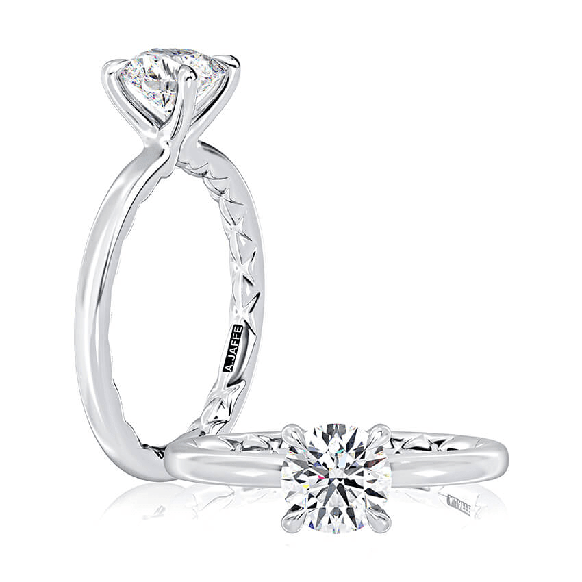 14k White Gold Solitaire Engagement Ring Mounting by A. Jaffe - Image 3