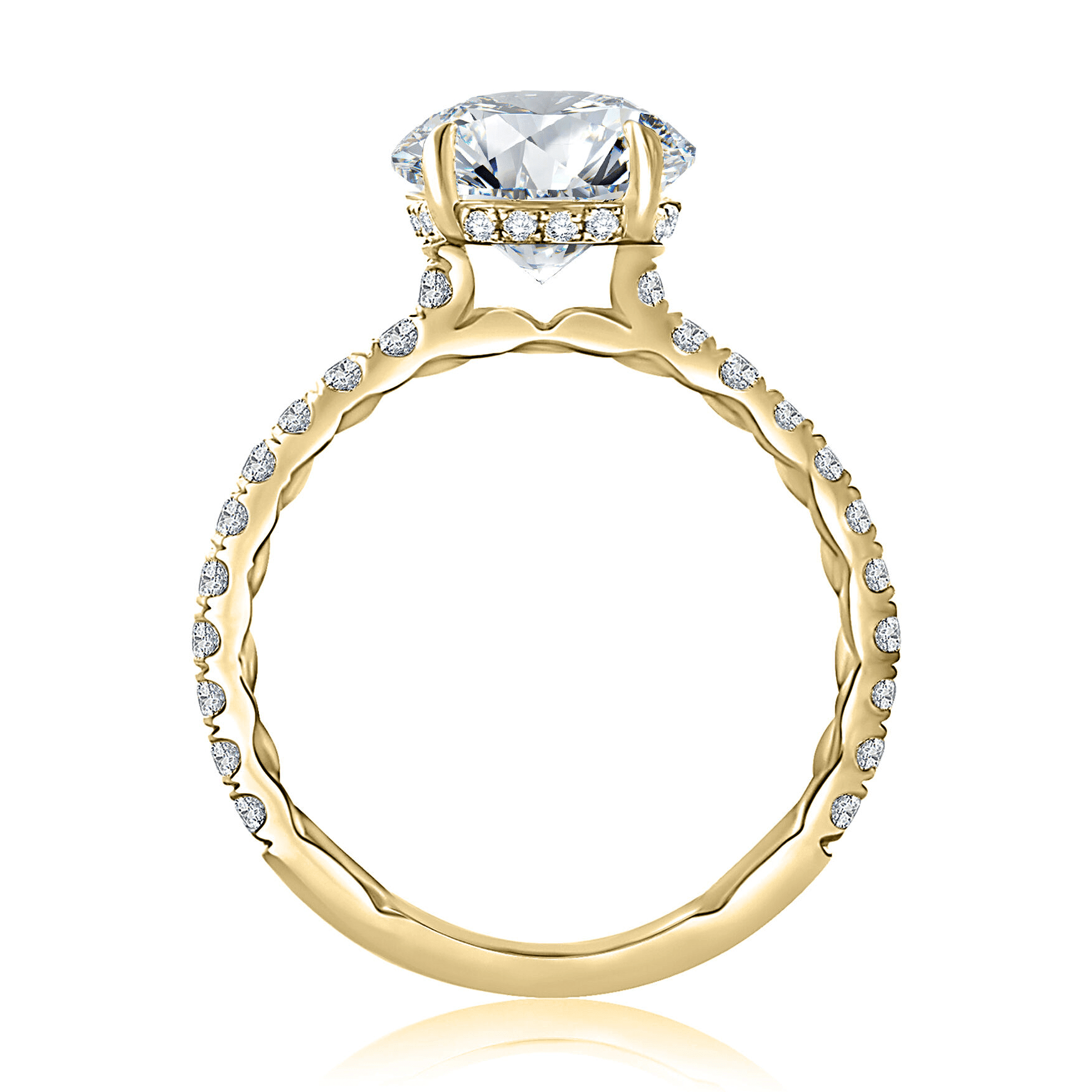 18K Yellow Gold 0.44ctw Diamond Hidden Halo Engagement Ring Setting by A. Jaffe - Image 2