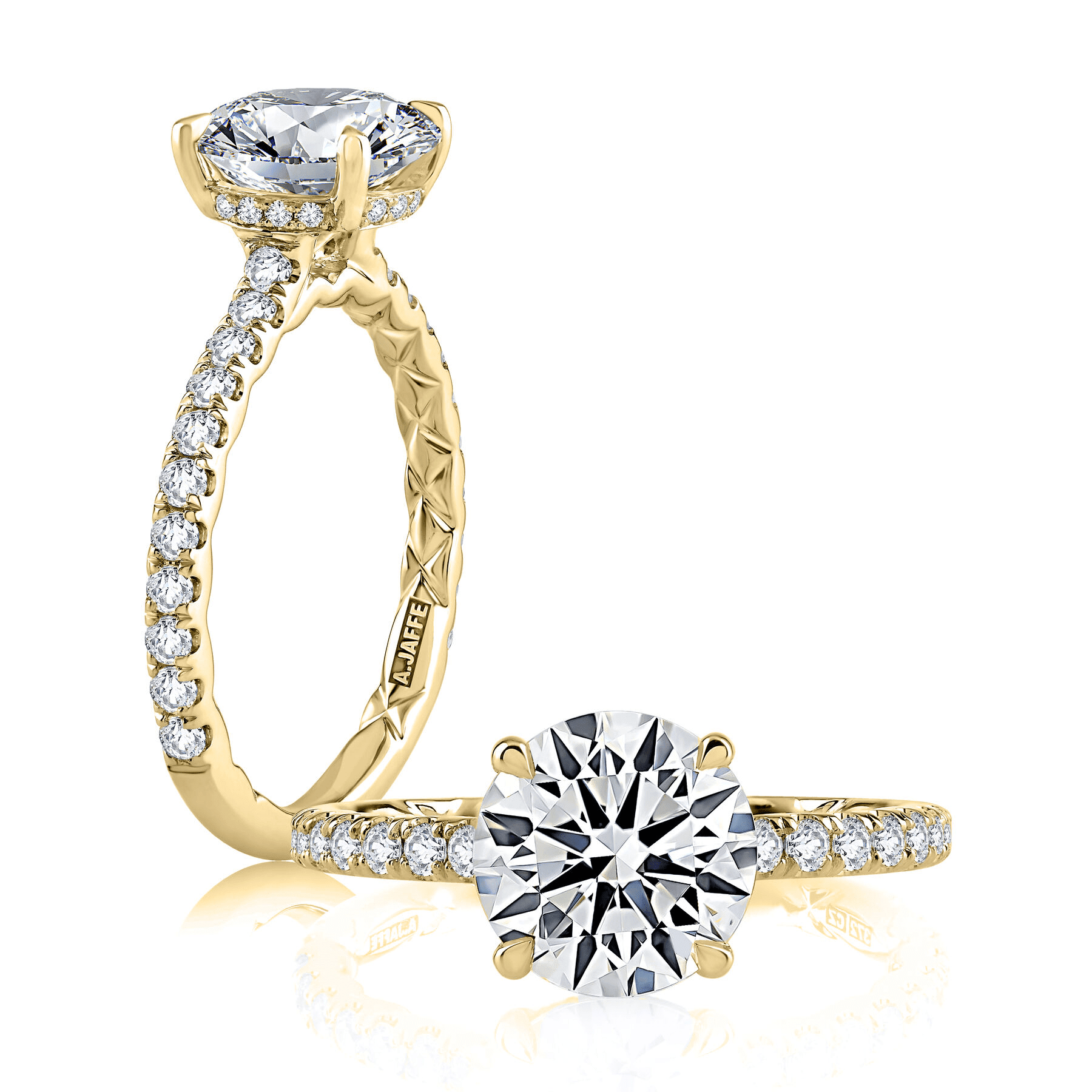 18K Yellow Gold 0.44ctw Diamond Hidden Halo Engagement Ring Setting by A. Jaffe - Image 3