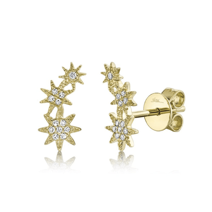 14k Yellow Gold and Diamond Crawler Earrings by Shy Creation