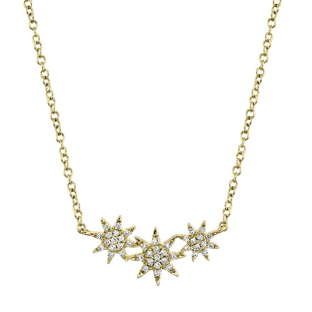 14k Yellow Gold Diamond Star Necklace by Shy Creation