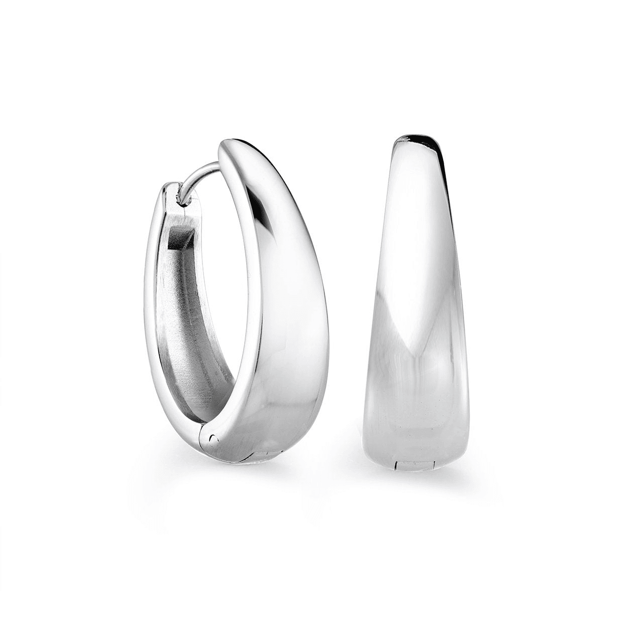 Stainless Steel Tapered Hoop Earrings