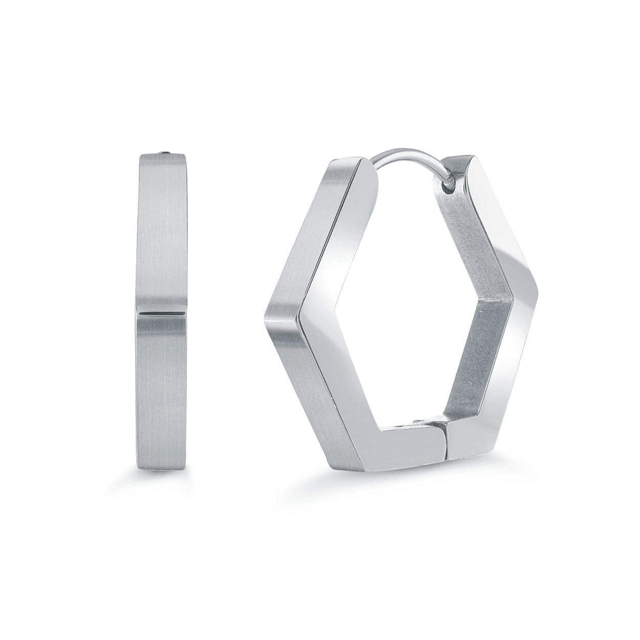 Stainless Steel 18MM Hexagon Hoop Earrings