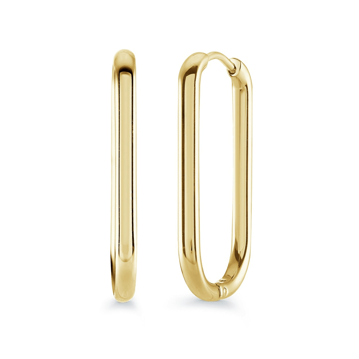 Stainless Steel Gold Plated Long Oval Hoop Earrings