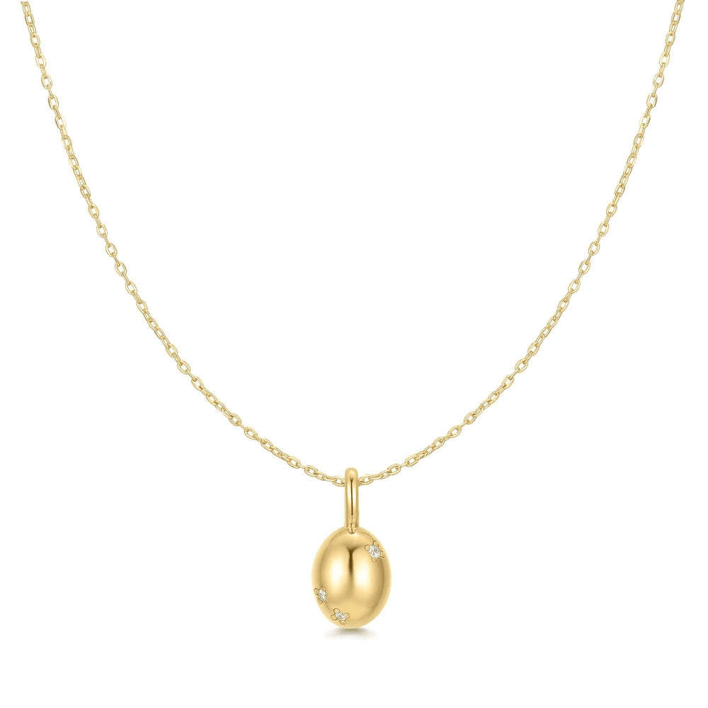 14K Yellow Gold Plated Cubic Zirconia Floral Pendant Necklace