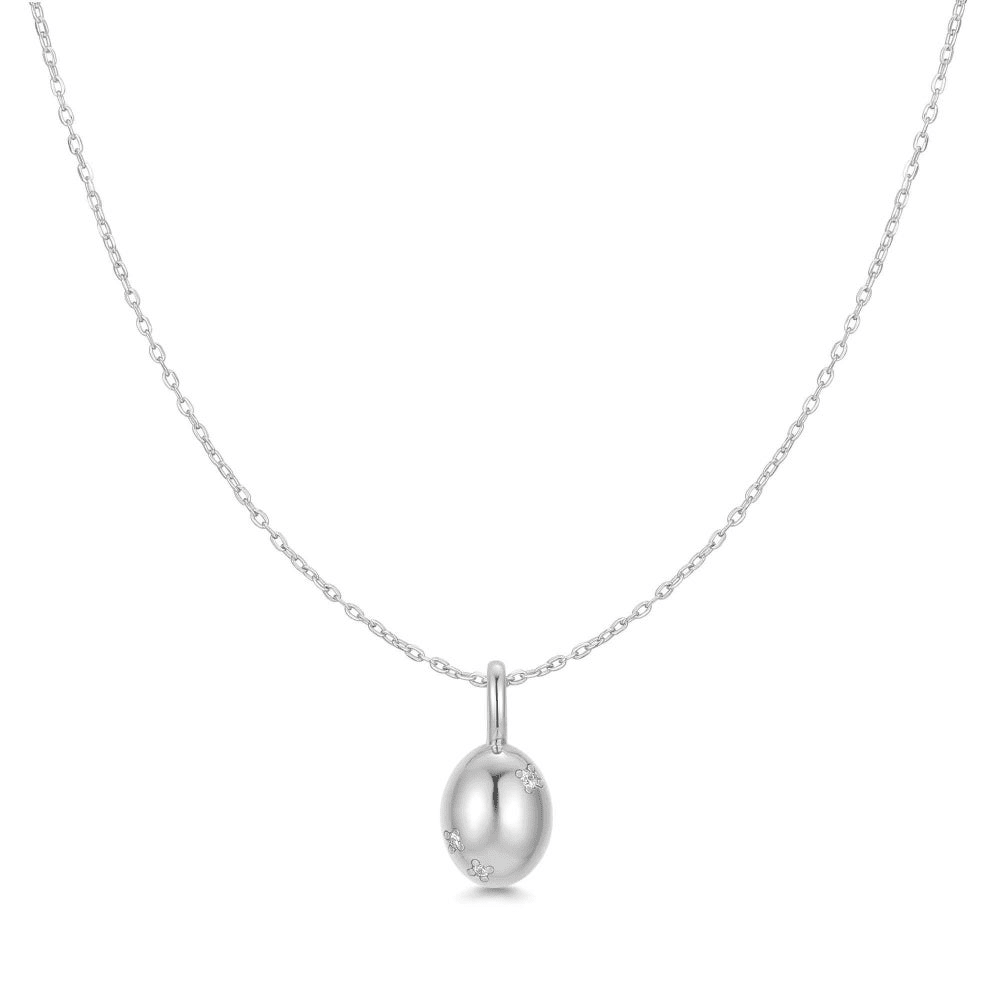 Sterling Silver Cubic Zirconia Floral Pendant Necklace