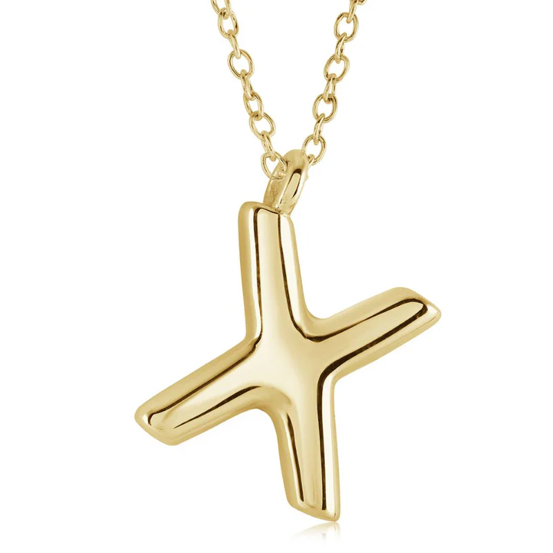 Stainless Steel Gold Plated Bubble Initial Letter "X" Necklace