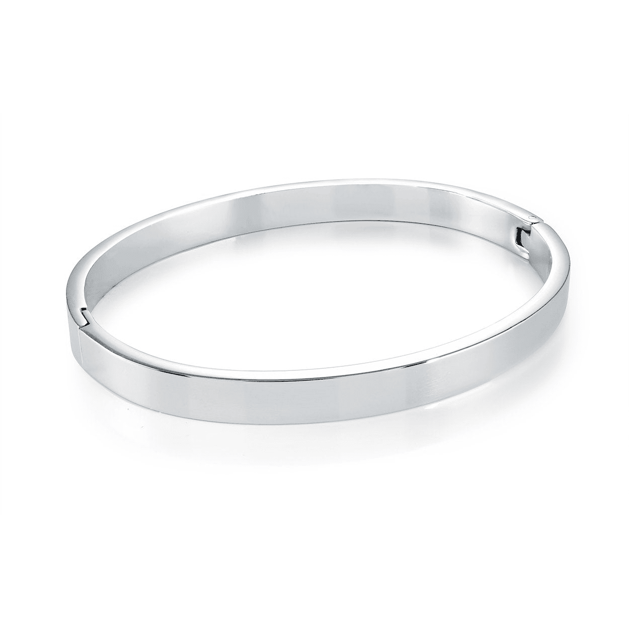 Stainless Steel 6mm Wide Hinged Bangle Bracelet