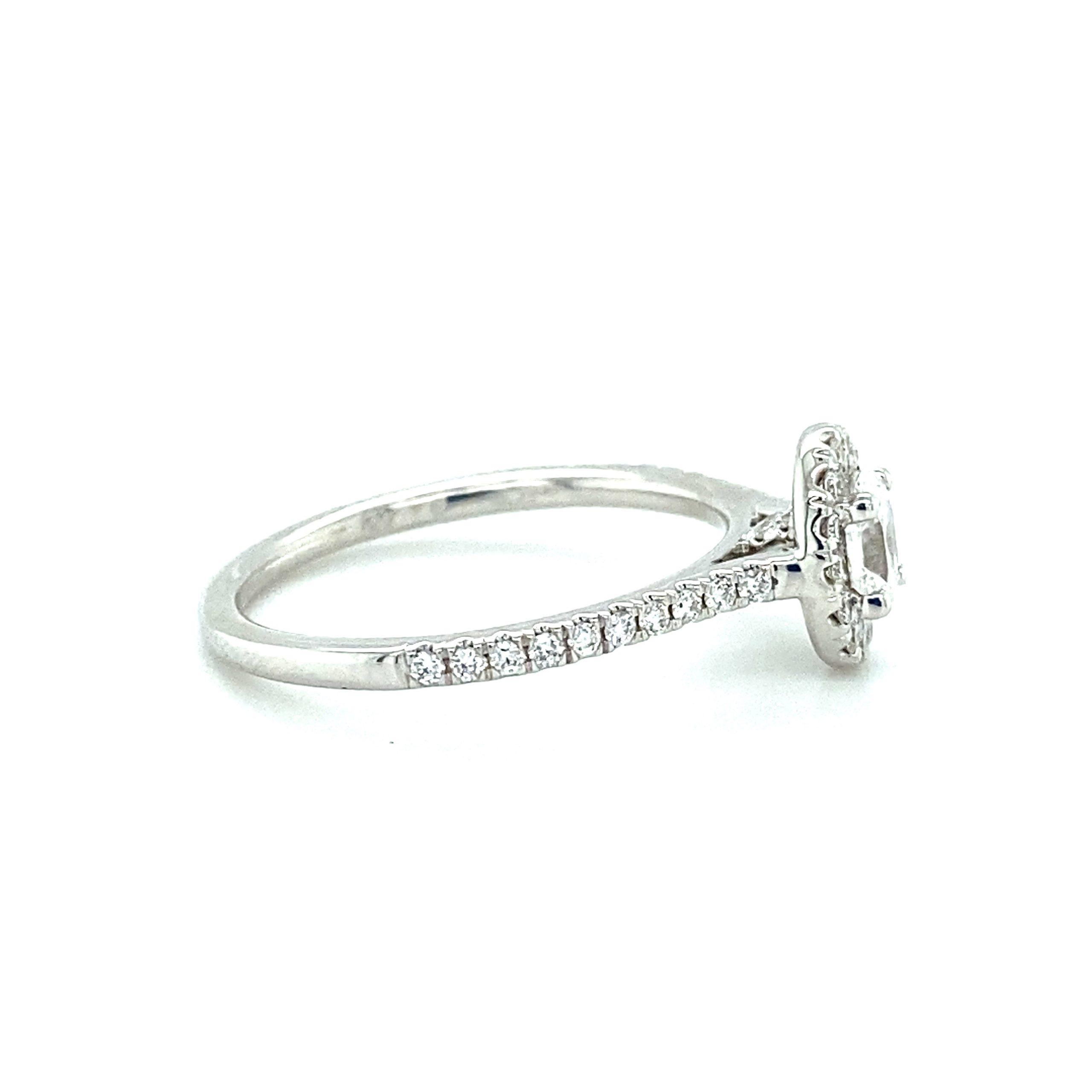 14K White Gold 0.57CTW Oval Diamond Halo Engagement Ring by Martin Flyer - Image 2