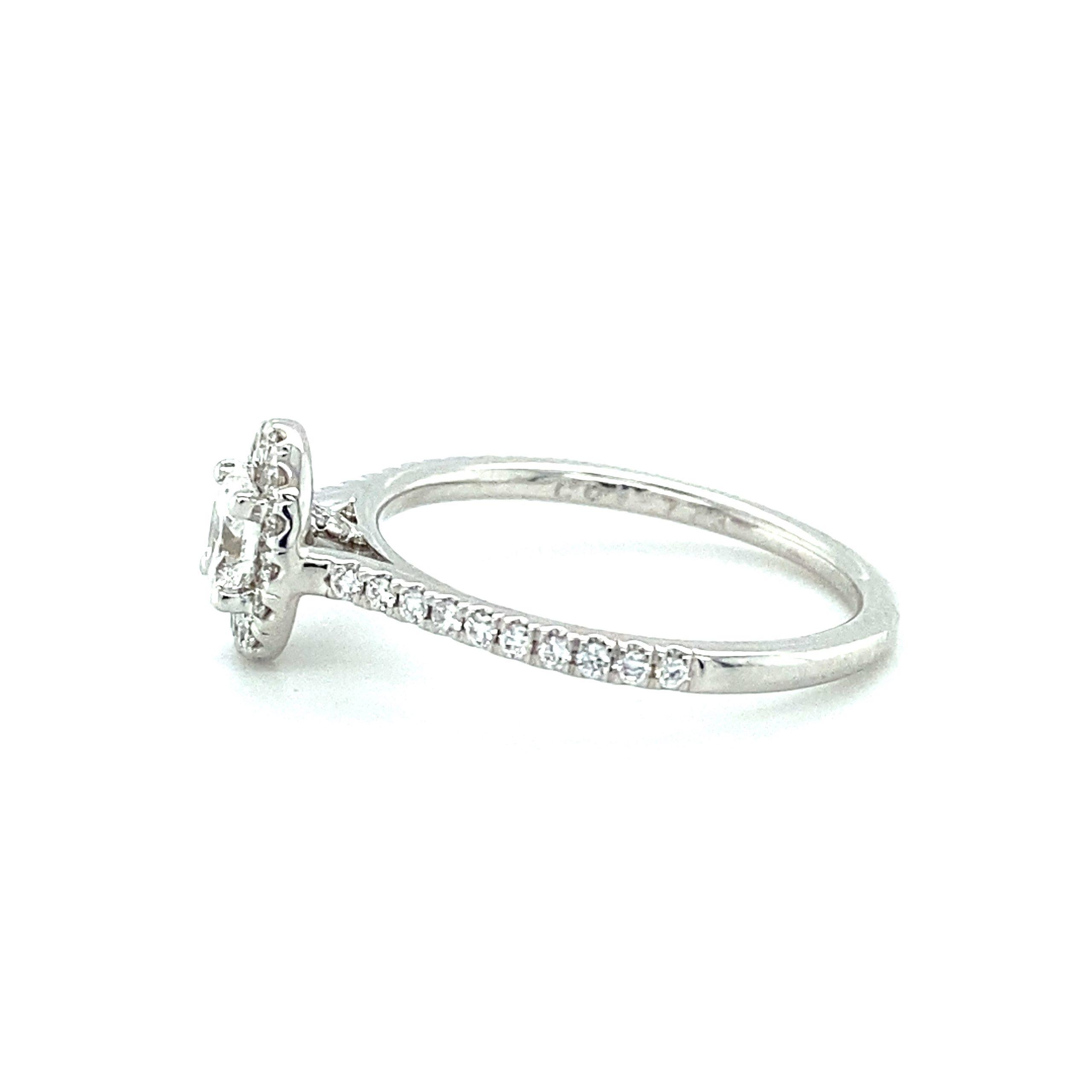 14K White Gold 0.57CTW Oval Diamond Halo Engagement Ring by Martin Flyer - Image 4