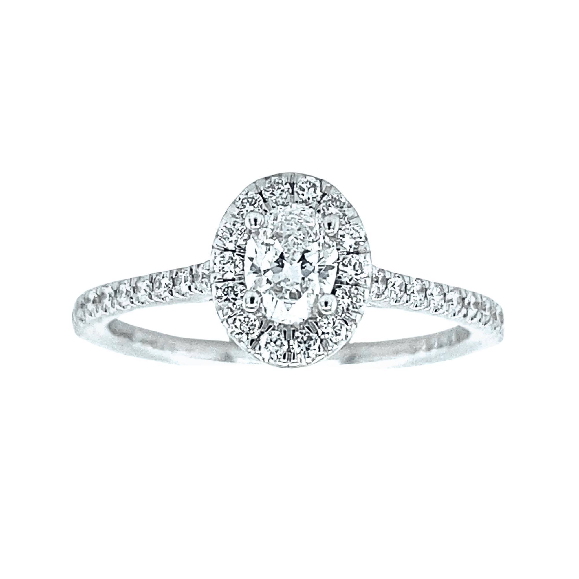 14K White Gold 0.57CTW Oval Diamond Halo Engagement Ring by Martin Flyer