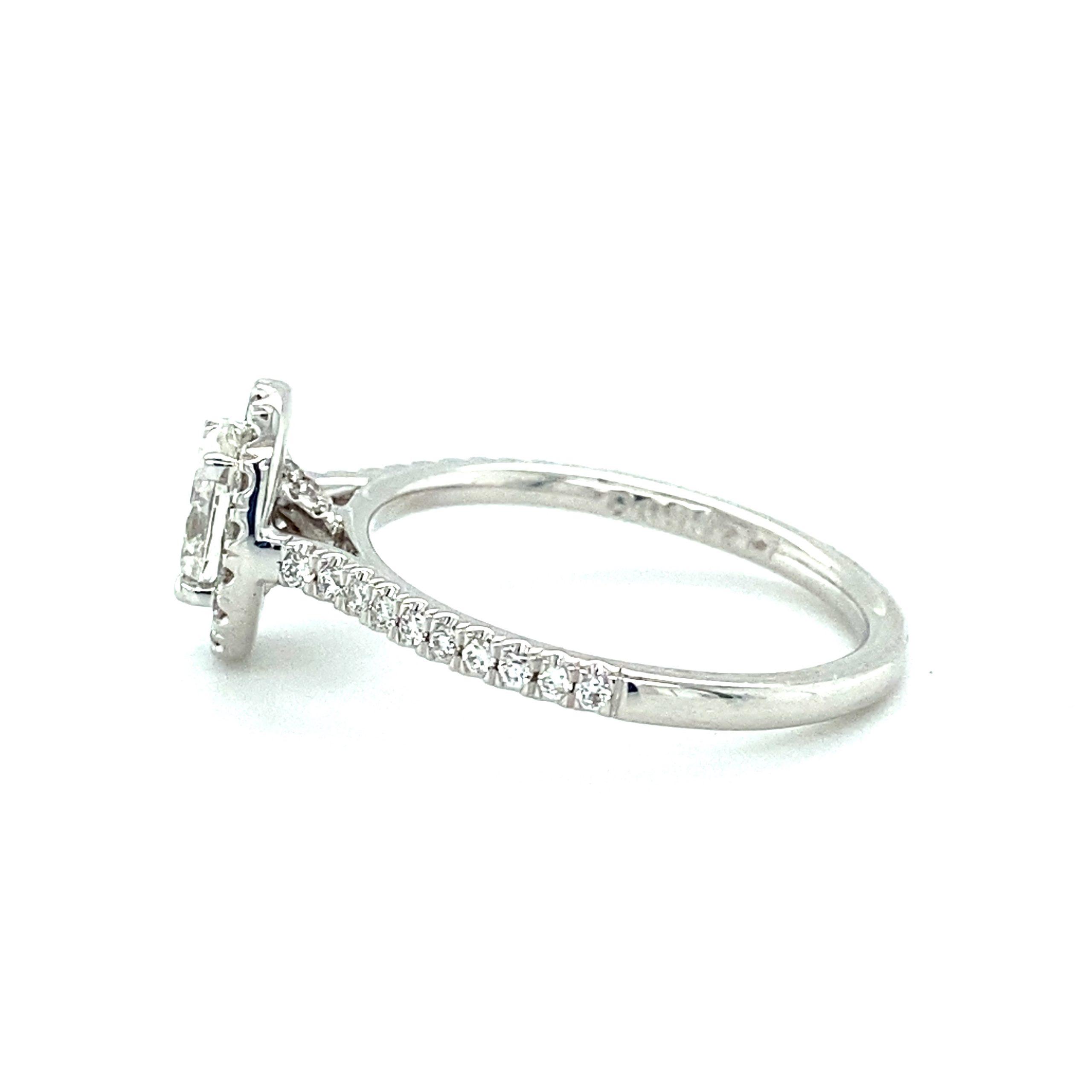 14K White Gold 0.78CTW Oval Diamond Halo Engagement Ring by Martin Flyer - Image 5