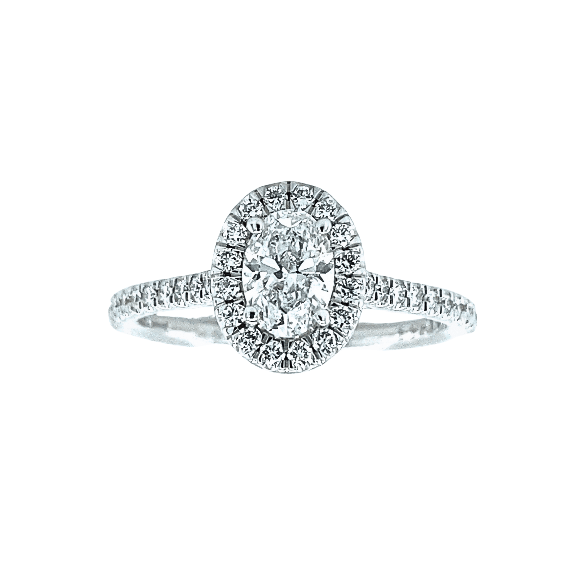 14K White Gold 0.78CTW Oval Diamond Halo Engagement Ring by Martin Flyer