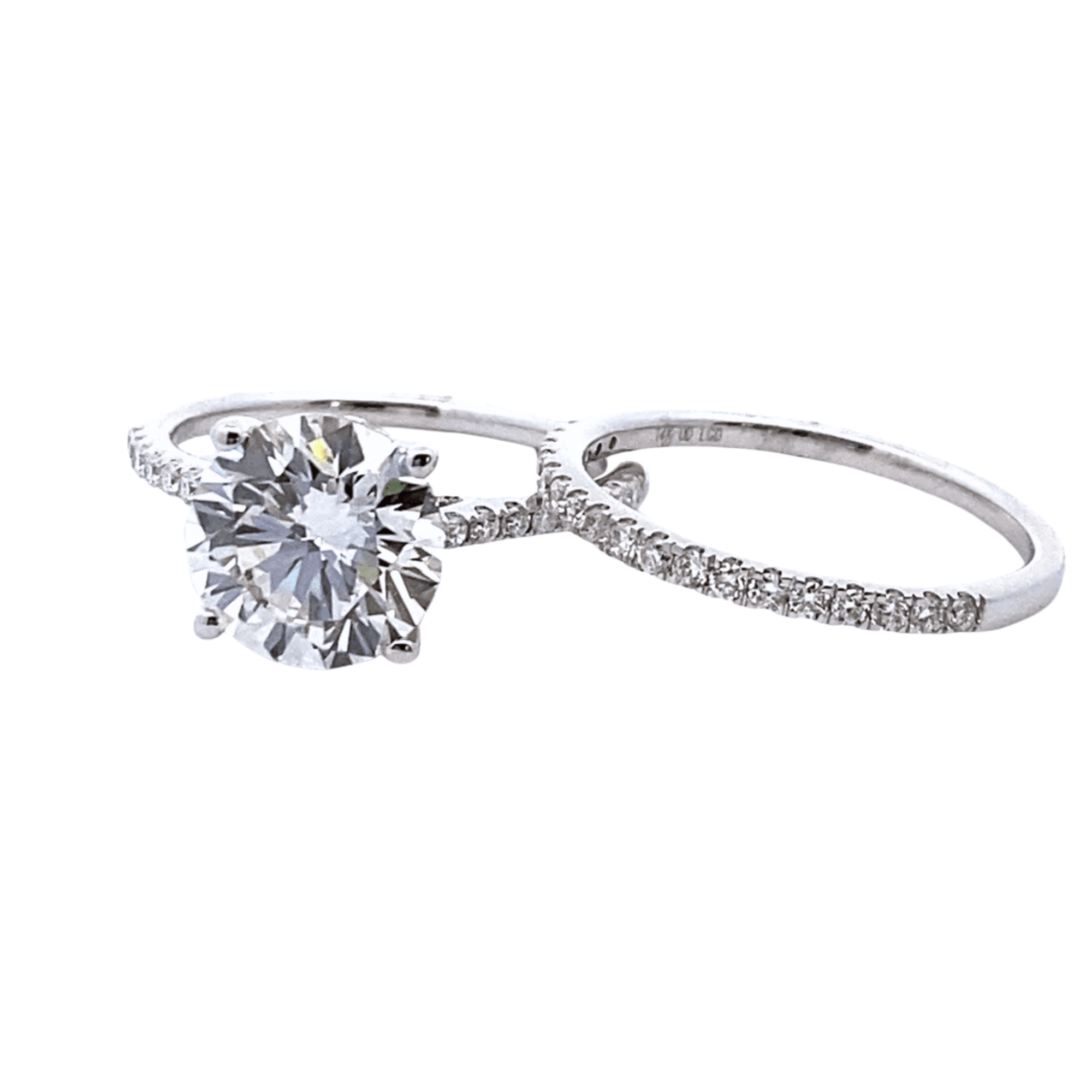 14K White Gold 3.21CTW Lab-Grown Diamond Hidden Halo Wedding Ring Set