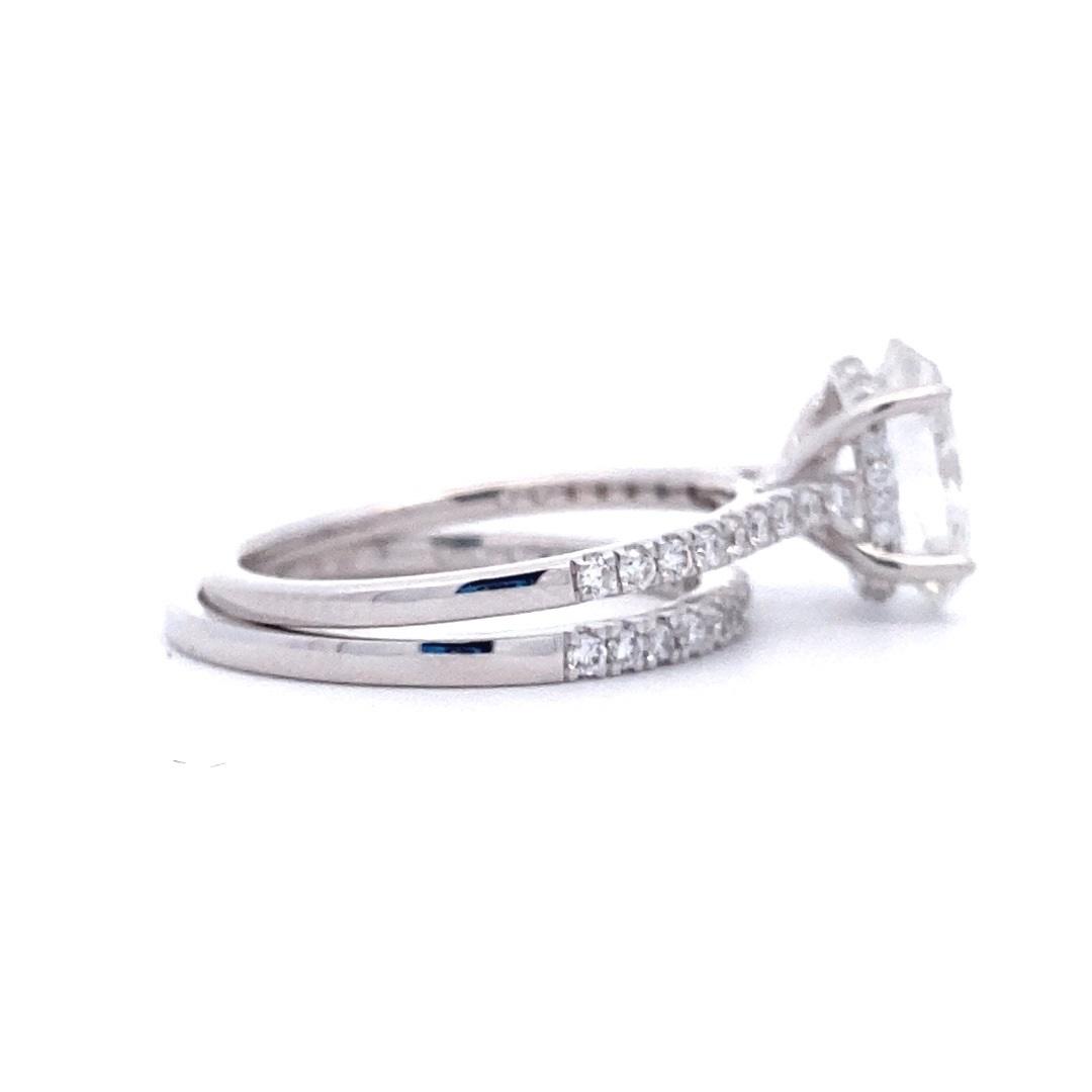 14K White Gold 2.60CTW Lab-Grown Oval Diamond Wedding Ring Set - Image 2