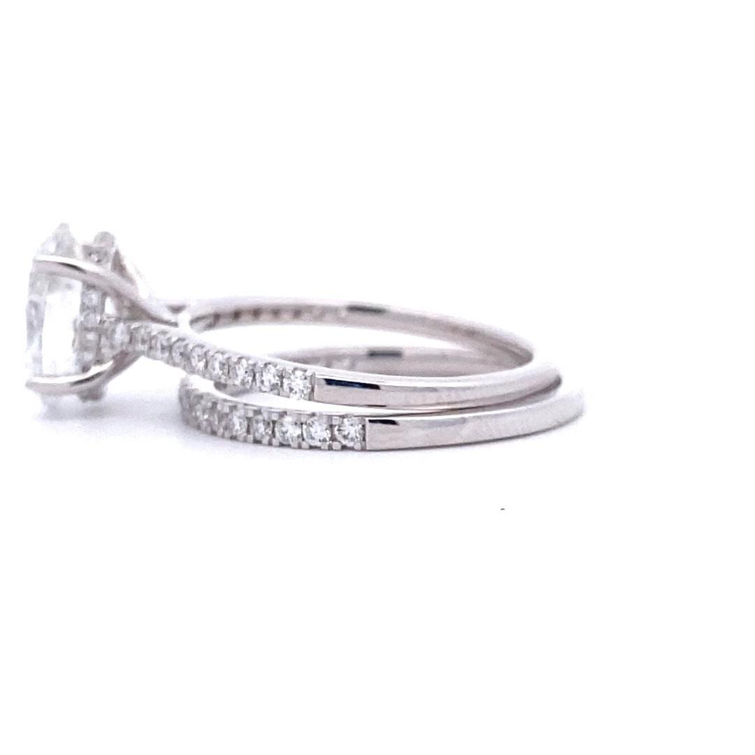 14K White Gold 2.60CTW Lab-Grown Oval Diamond Wedding Ring Set - Image 4