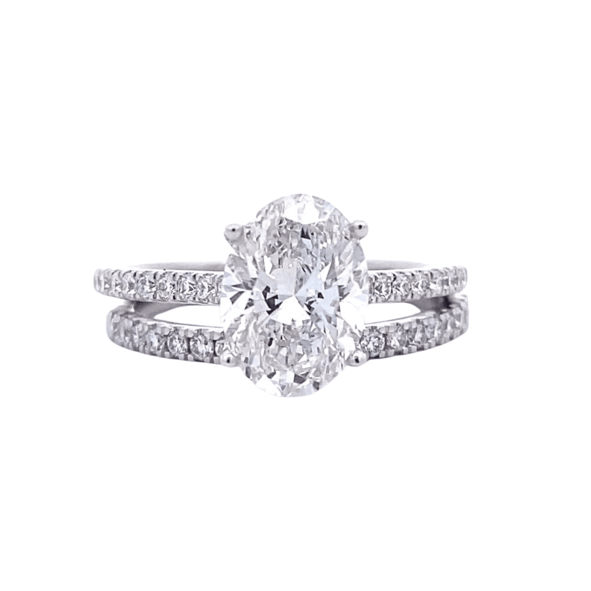 14K White Gold 2.60CTW Lab-Grown Oval Diamond Wedding Ring Set