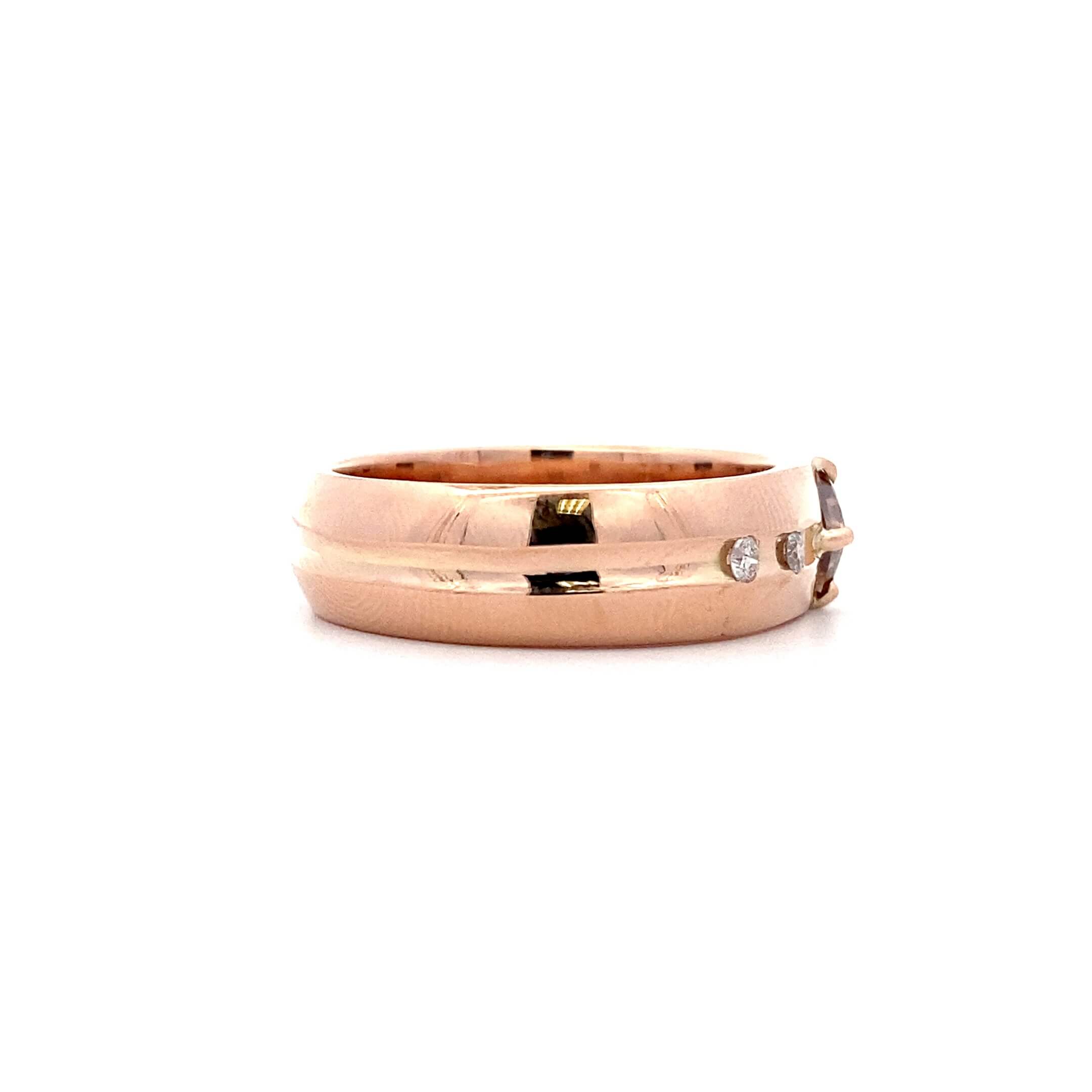 Estate 14K Yellow Gold Princess-Cut Fancy Brown Diamond Men’s Wedding Band
