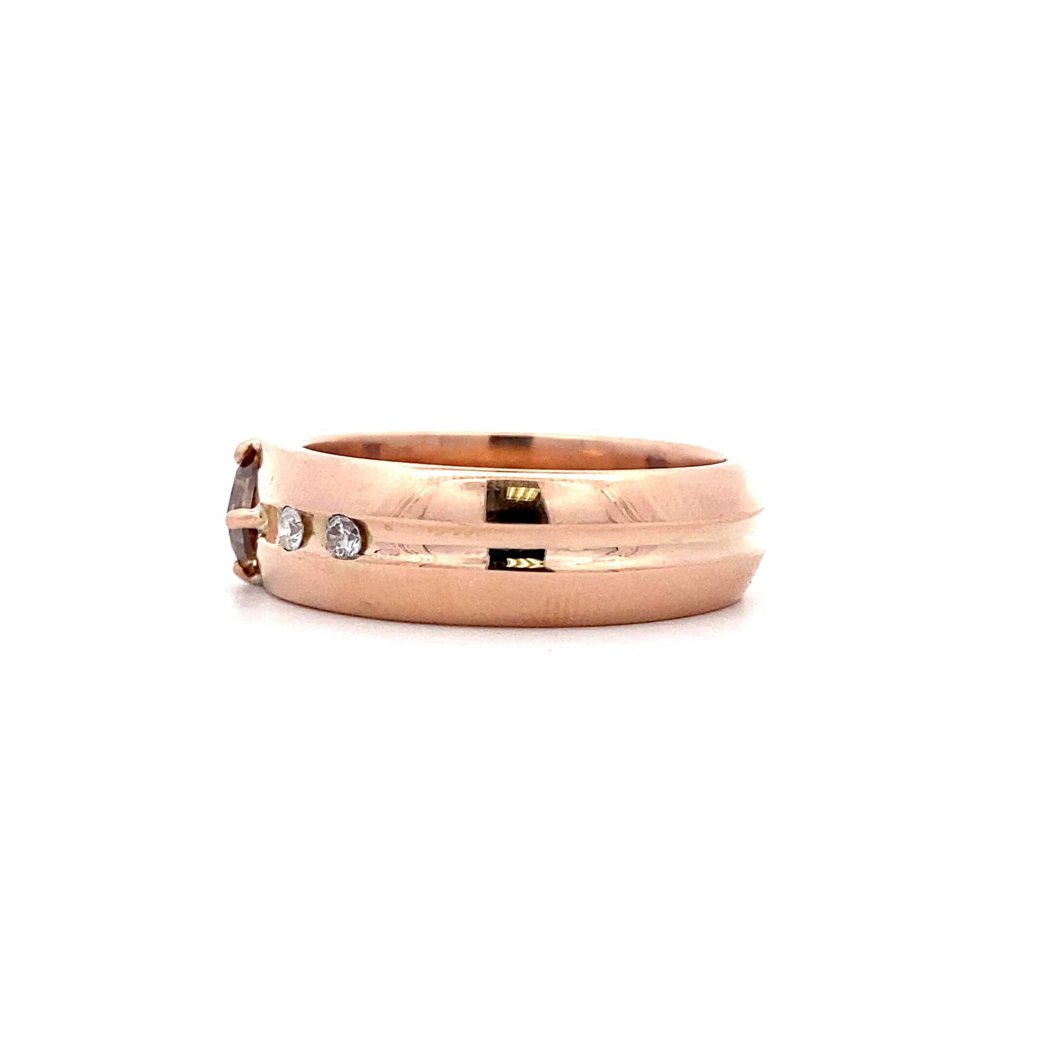 Estate 14K Yellow Gold Princess-Cut Fancy Brown Diamond Men’s Wedding Band