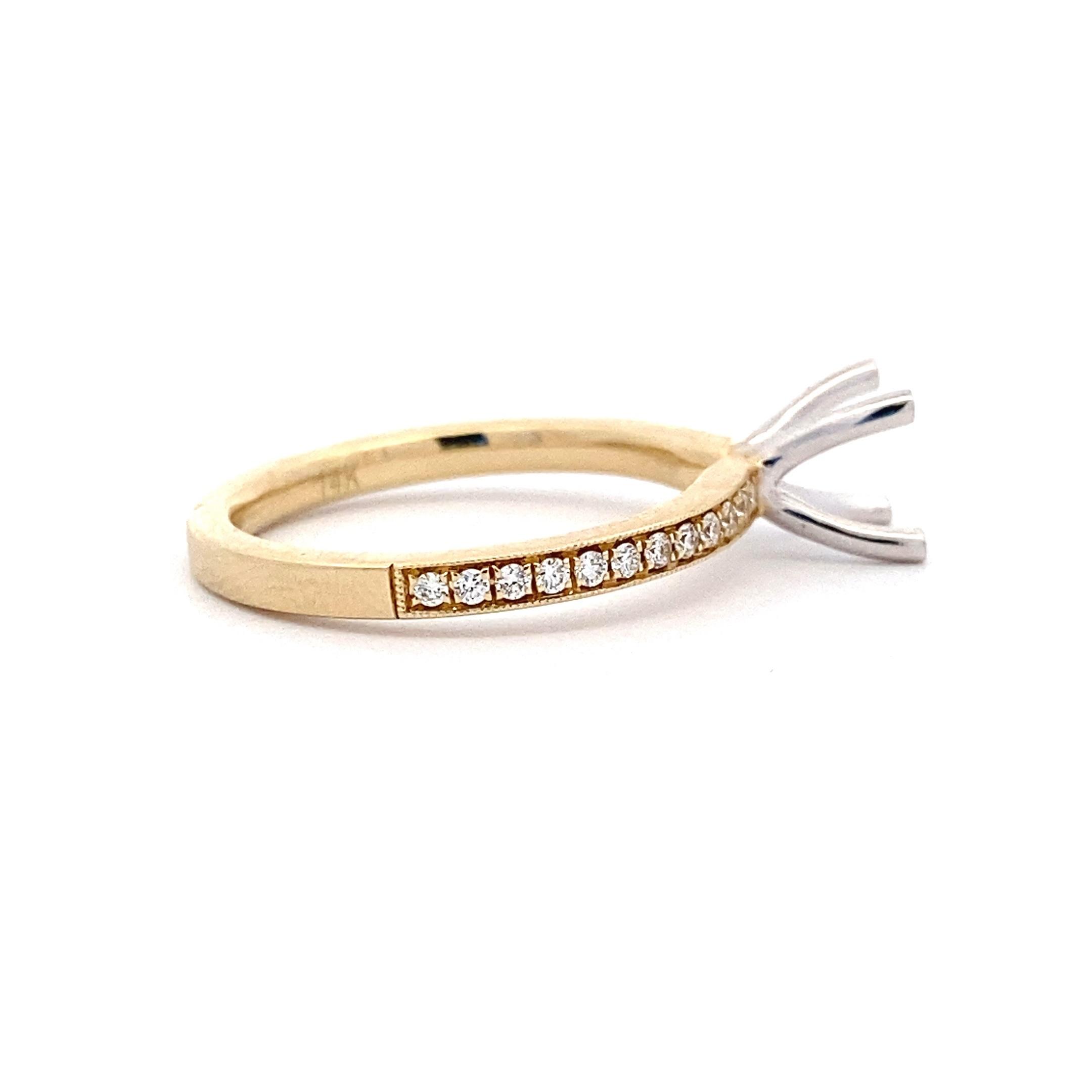 14K Two-Tone Gold 0.21CTW Diamond Milgrain Engagement Setting - Image 2