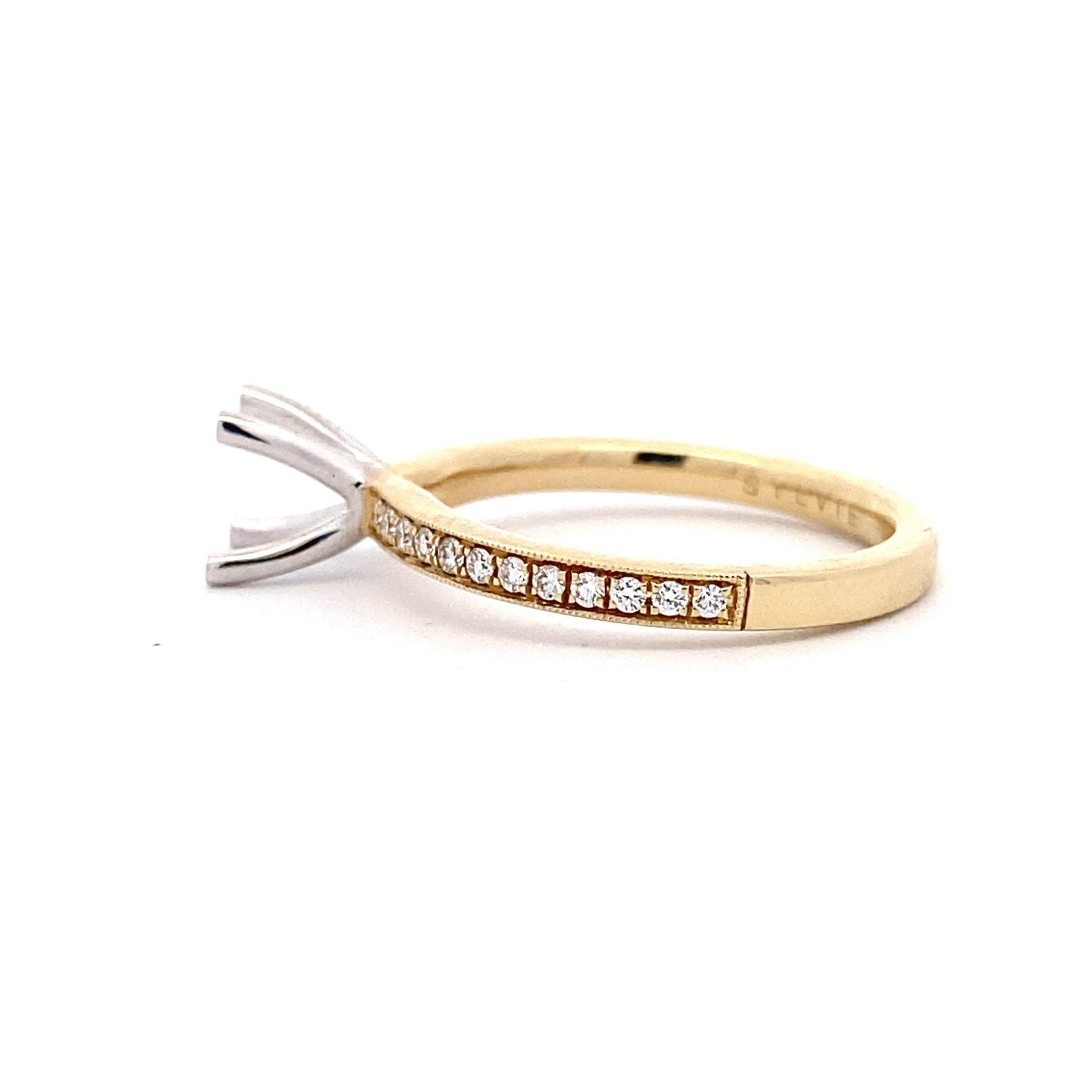 14K Two-Tone Gold 0.21CTW Diamond Milgrain Engagement Setting - Image 4