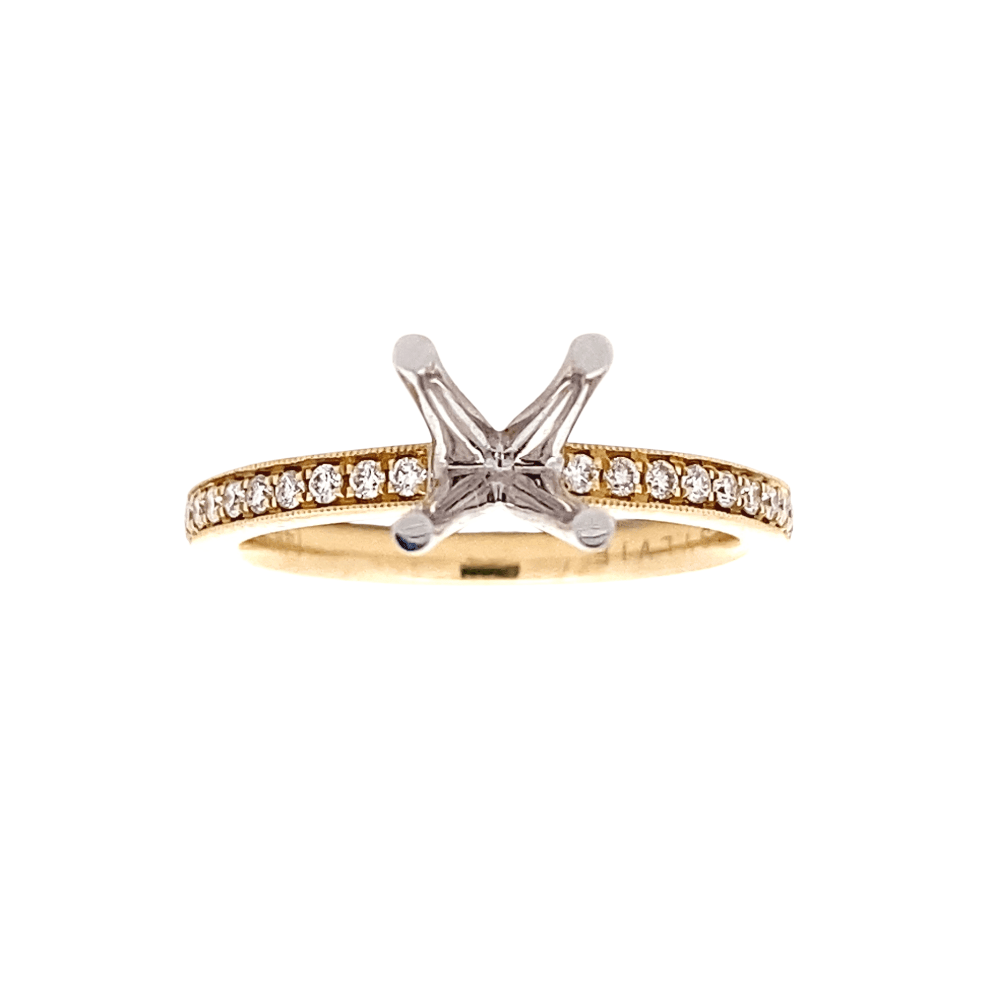 14K Two-Tone Gold 0.21CTW Diamond Milgrain Engagement Setting