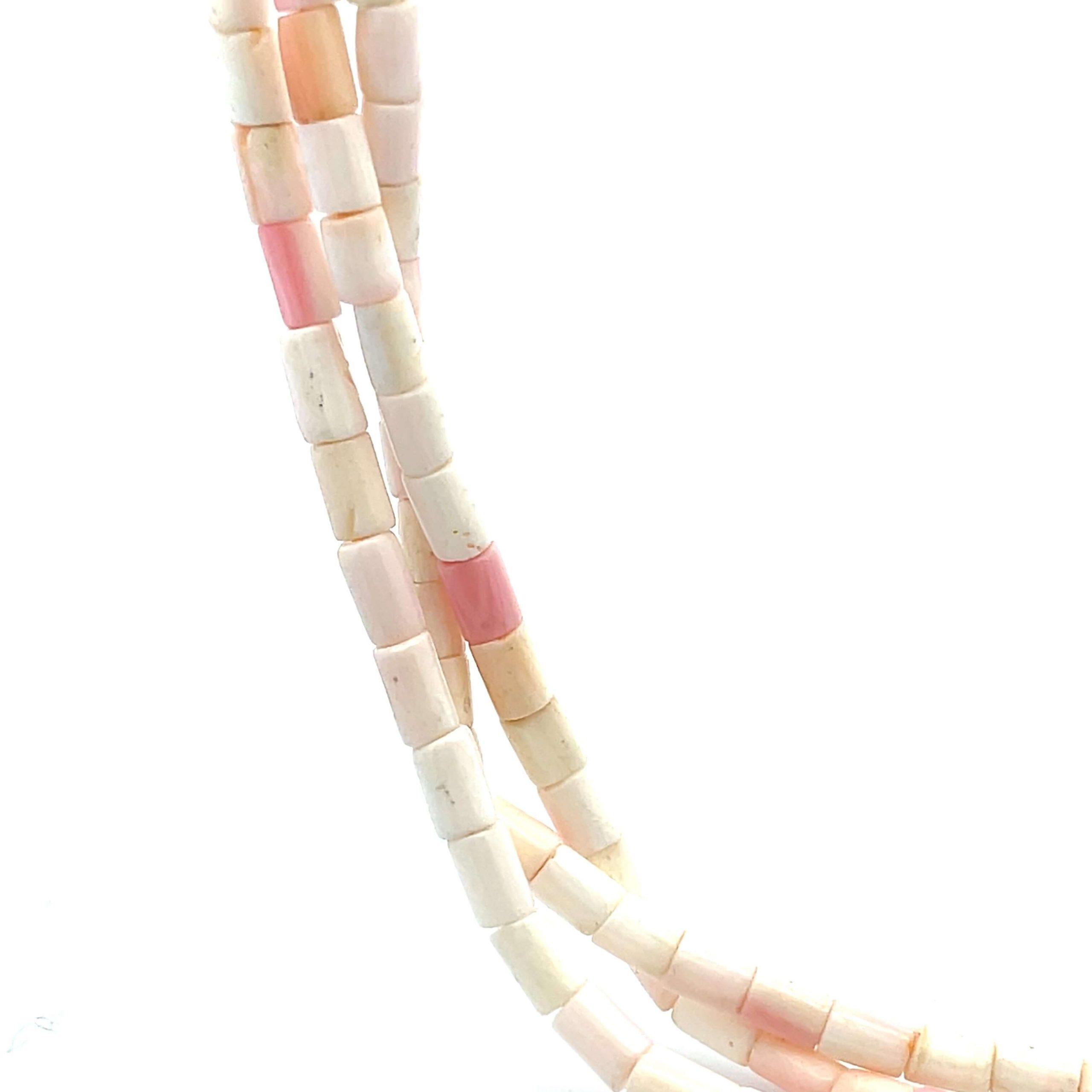 Estate Sterling Silver Coral Tube Bead Necklace