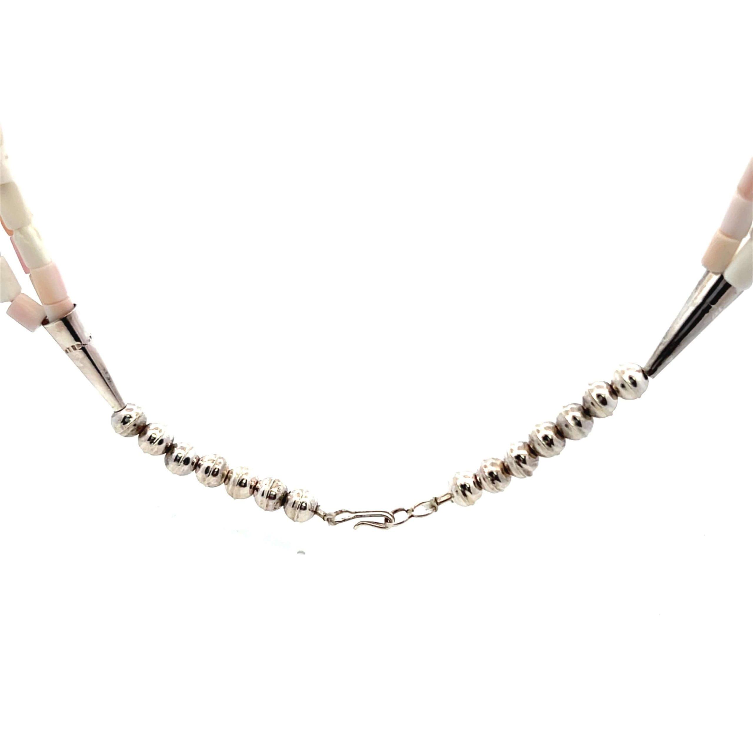 Estate Sterling Silver Coral Tube Bead Necklace