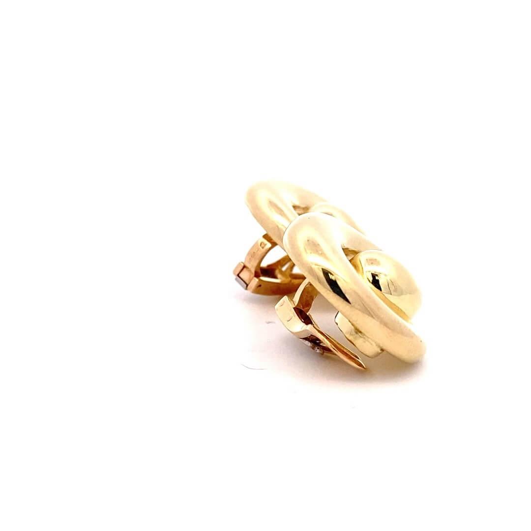 Estate 18K Yellow Gold Swirl Clip-On Stud Earrings