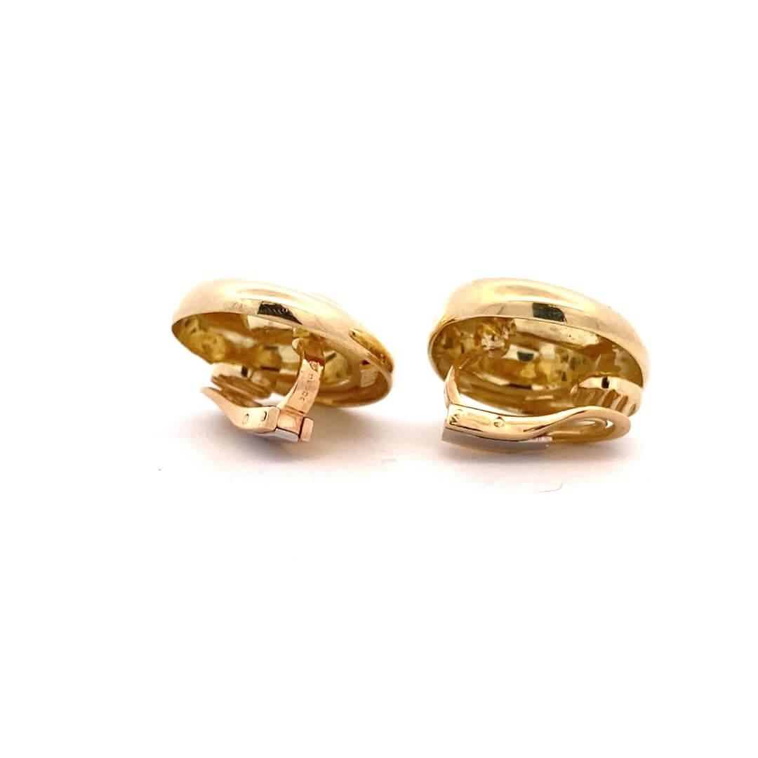 Estate 18K Yellow Gold Swirl Clip-On Stud Earrings