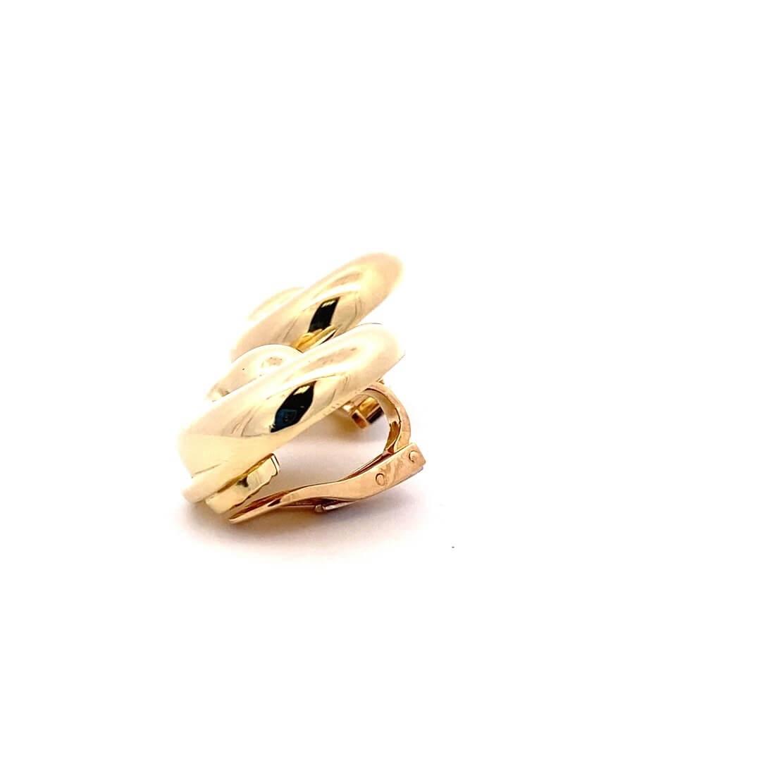 Estate 18K Yellow Gold Swirl Clip-On Stud Earrings